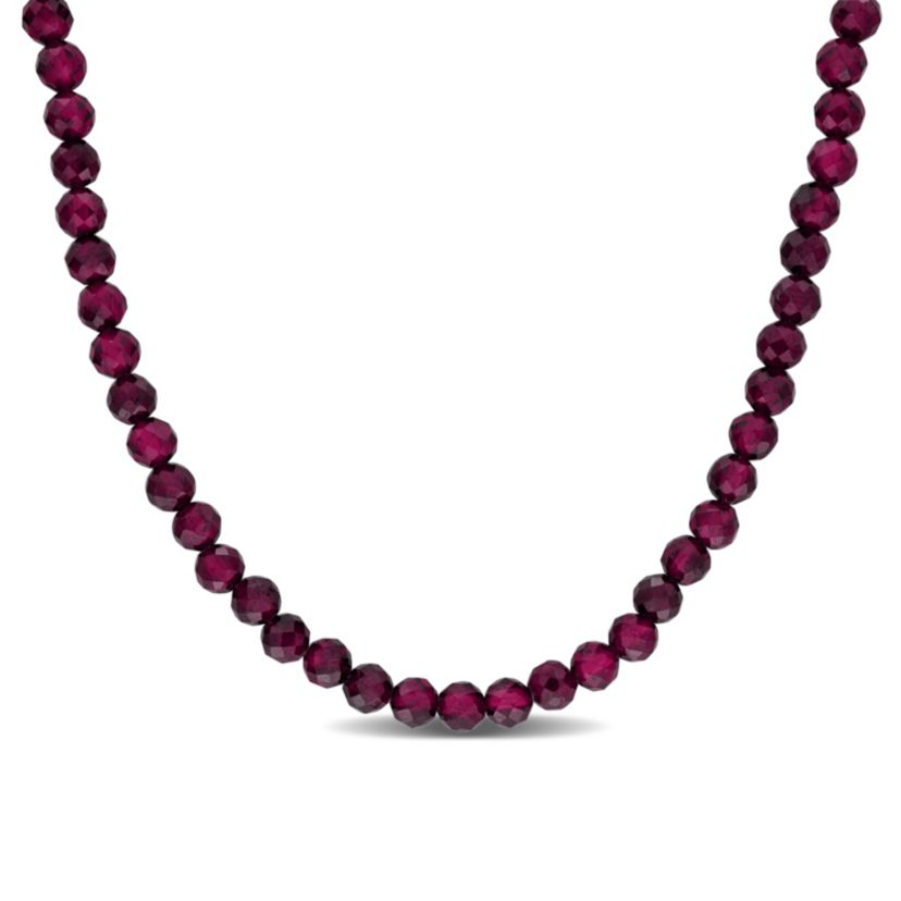 Purple Garnet Stackable Beaded Necklace in Yellow Plated Sterling Silver