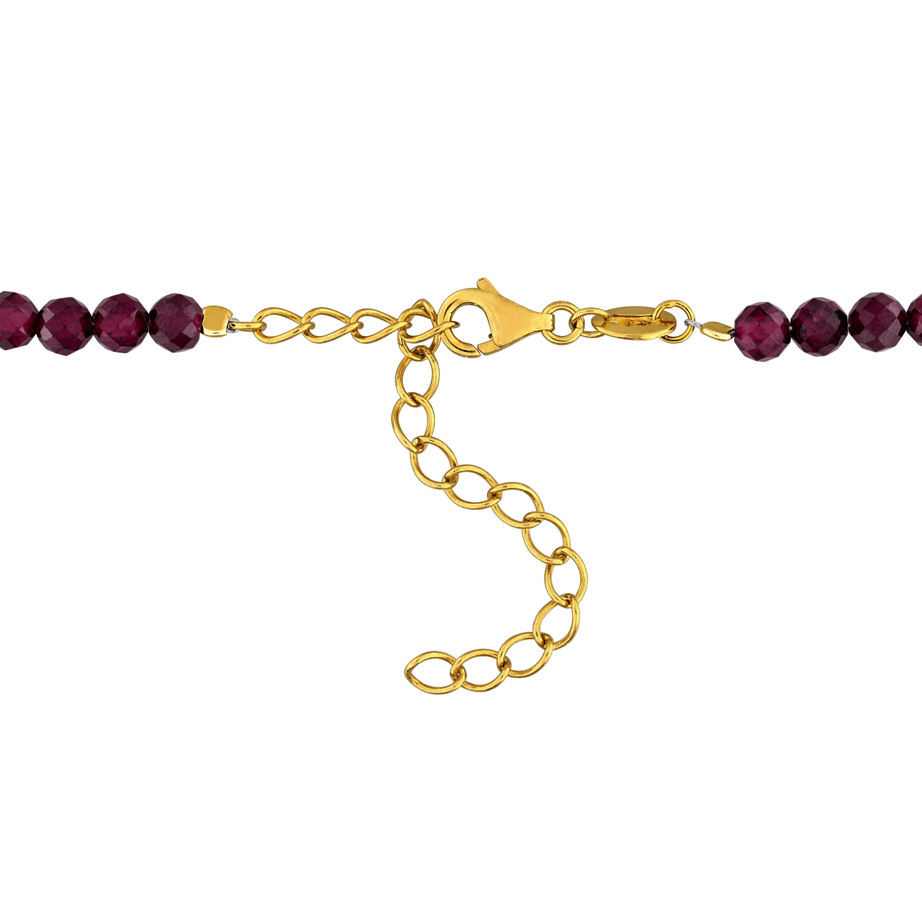 Purple Garnet Stackable Beaded Necklace in Yellow Plated Sterling Silver