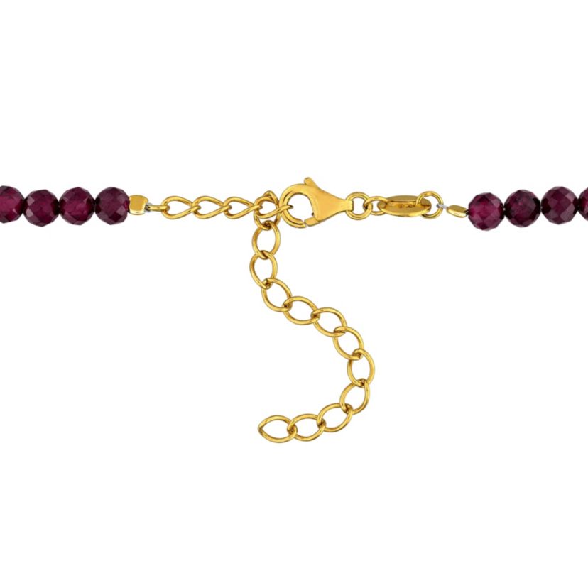 Purple Garnet Stackable Beaded Necklace in Yellow Plated Sterling Silver