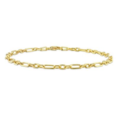 Belk & Co 3MM Figaro Rolo Anklet in Yellow Plated Sterling Silver, 9"