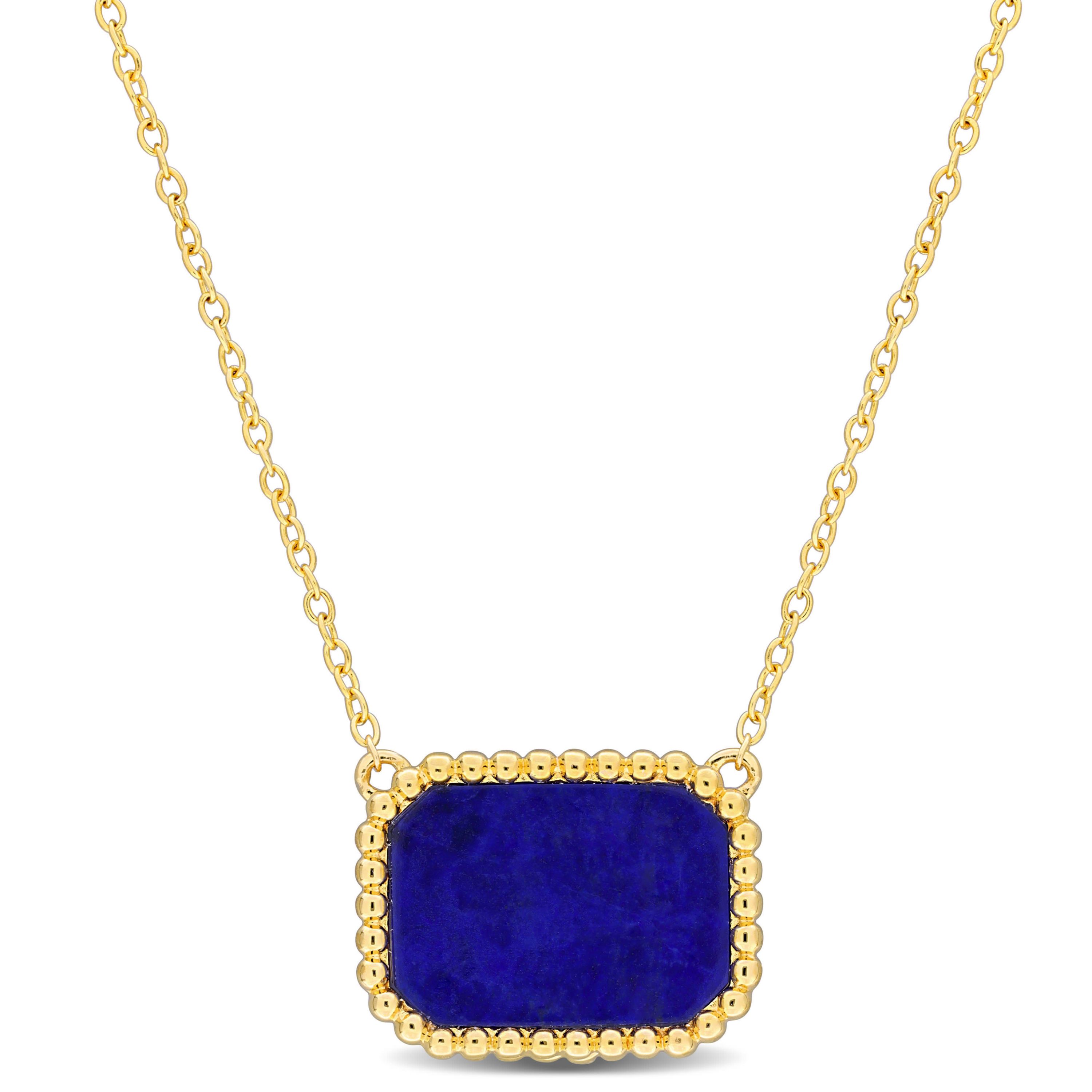 Lapis Halo Necklace in Yellow Plated Sterling Silver