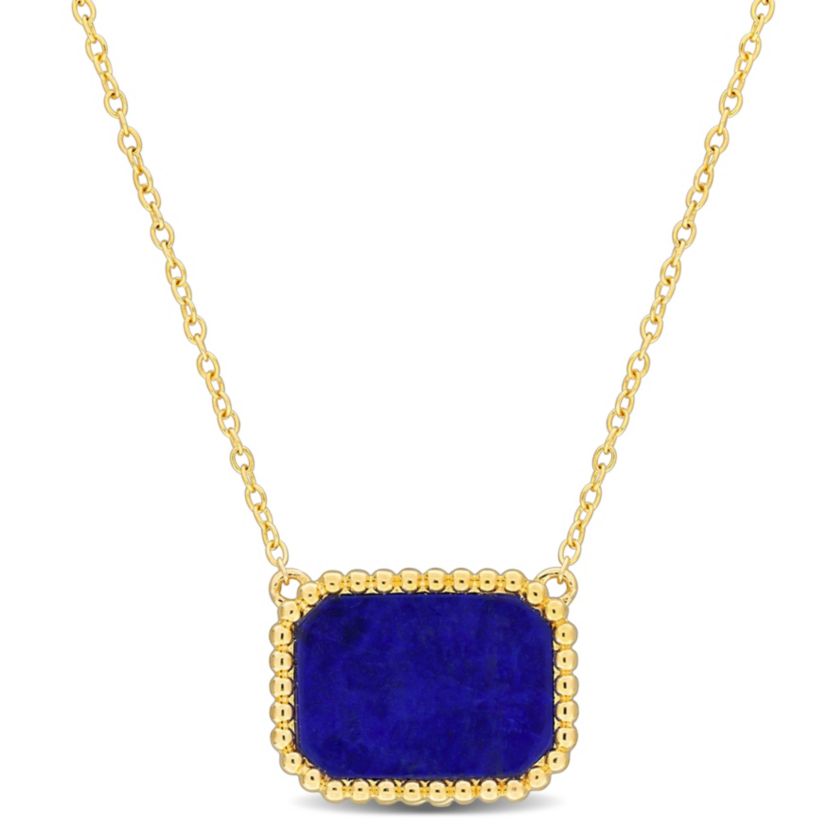 Lapis Halo Necklace in Yellow Plated Sterling Silver