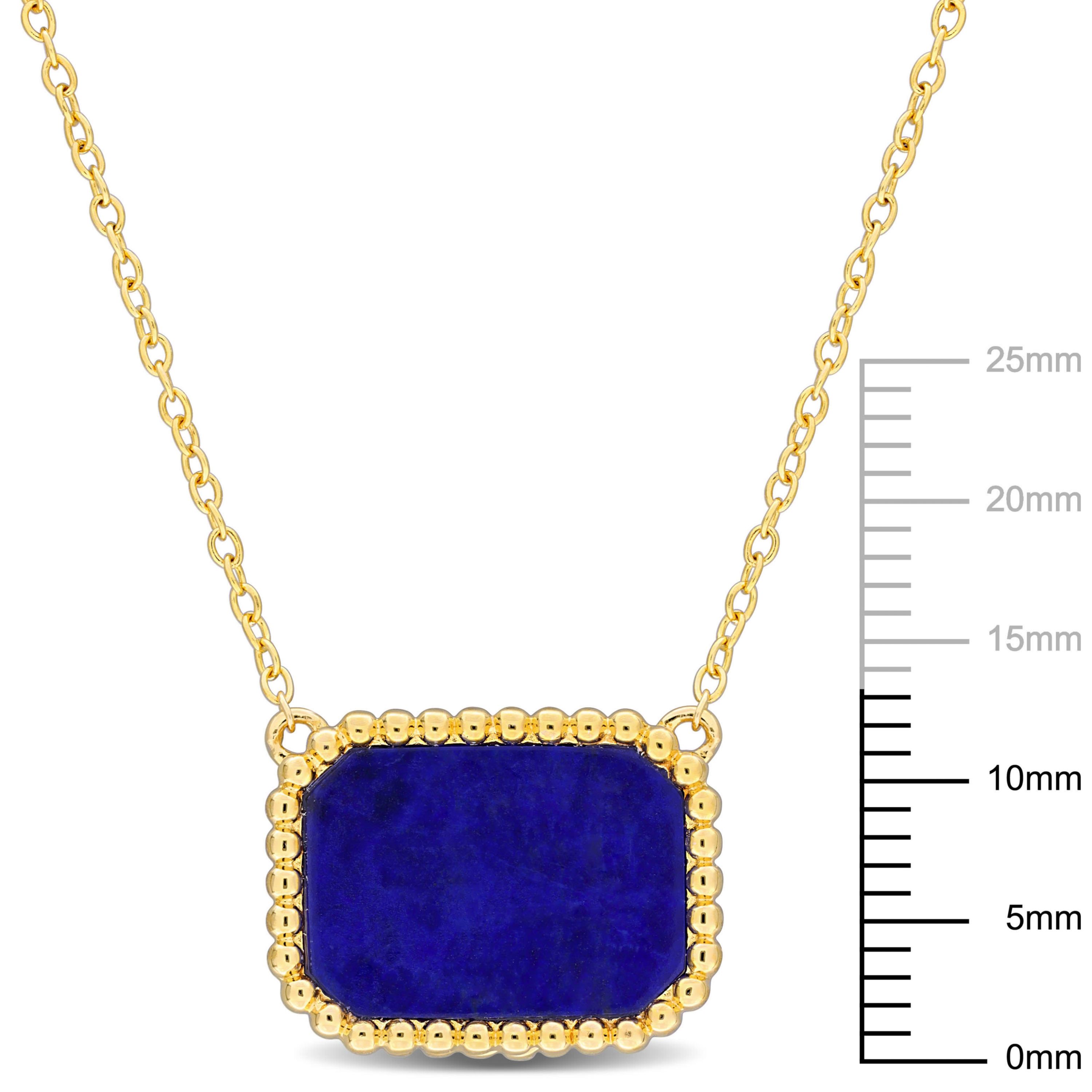 Lapis Halo Necklace in Yellow Plated Sterling Silver