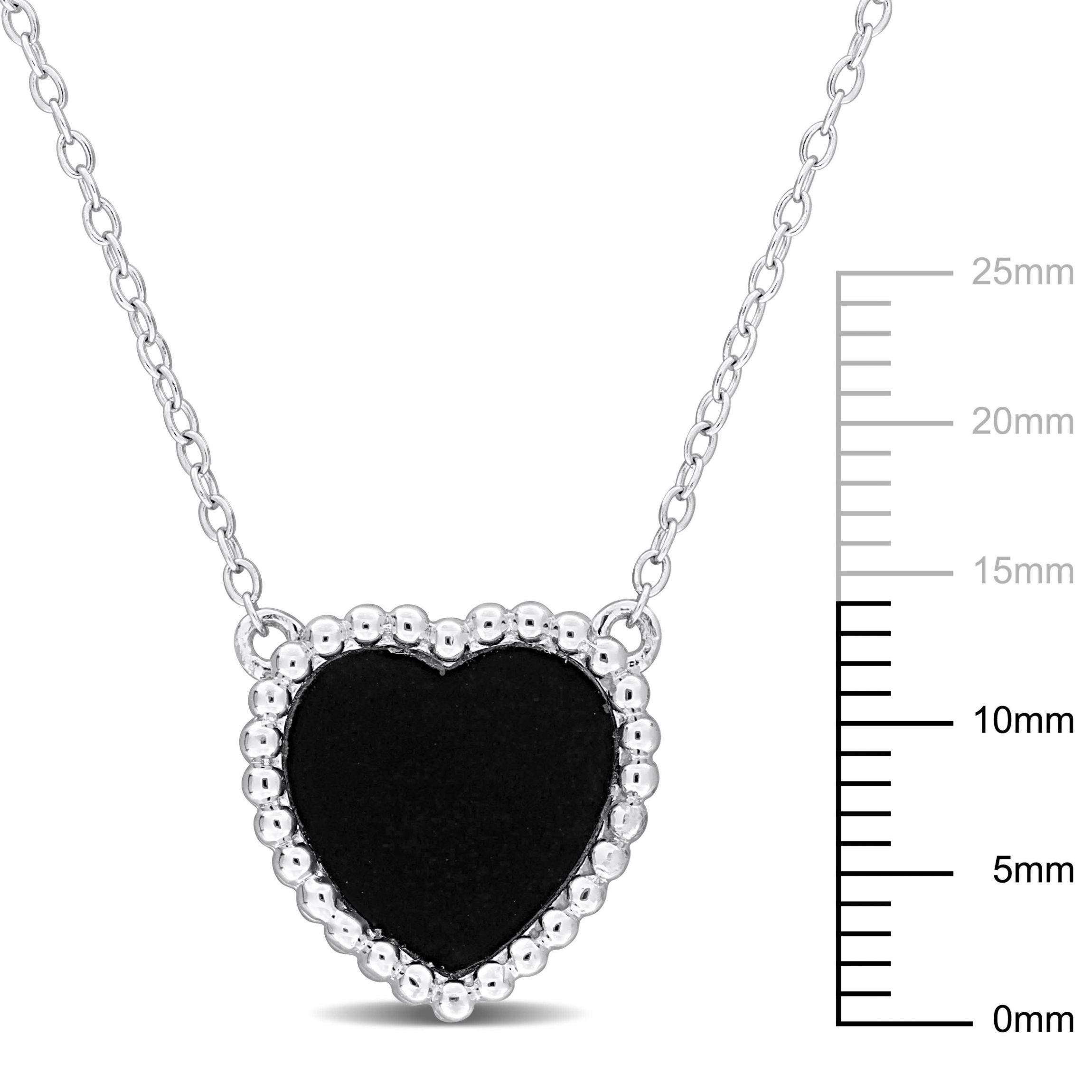 Black Agate Necklace with Chain in Sterling Silver