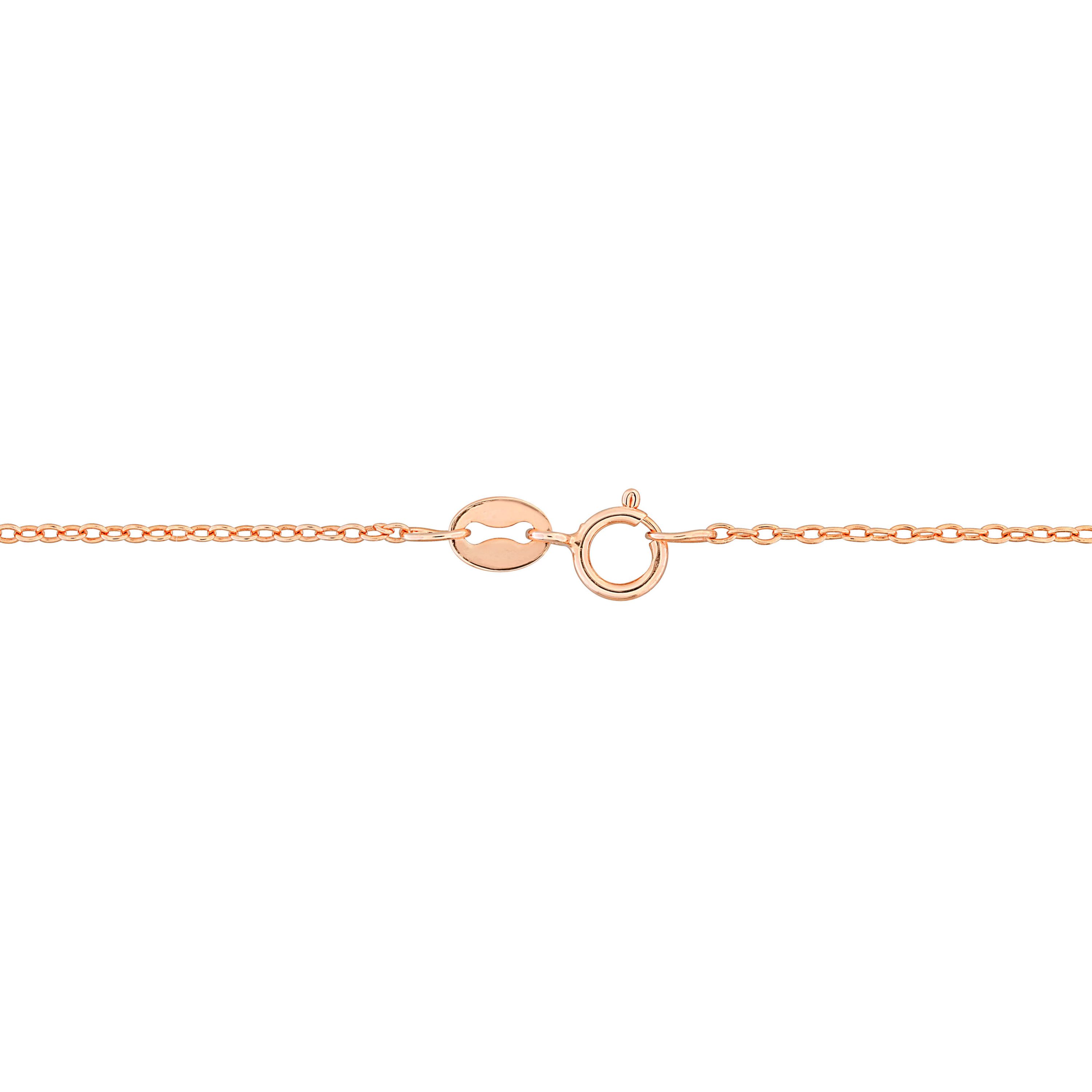 Pink Opal Necklace with Chain in Rose Plated Sterling Silver