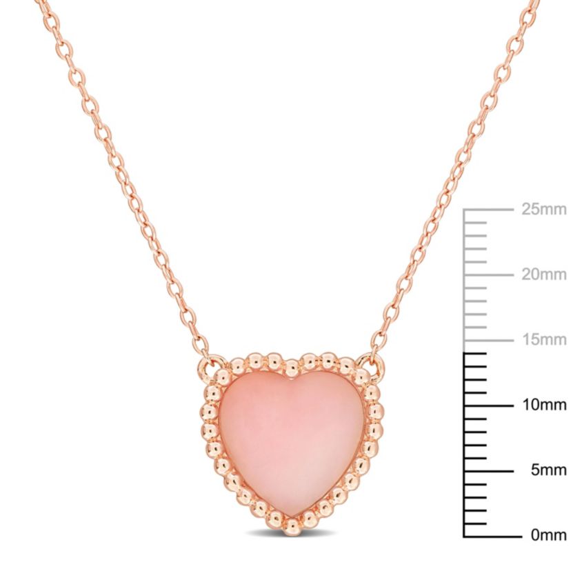Pink Opal Necklace with Chain in Rose Plated Sterling Silver