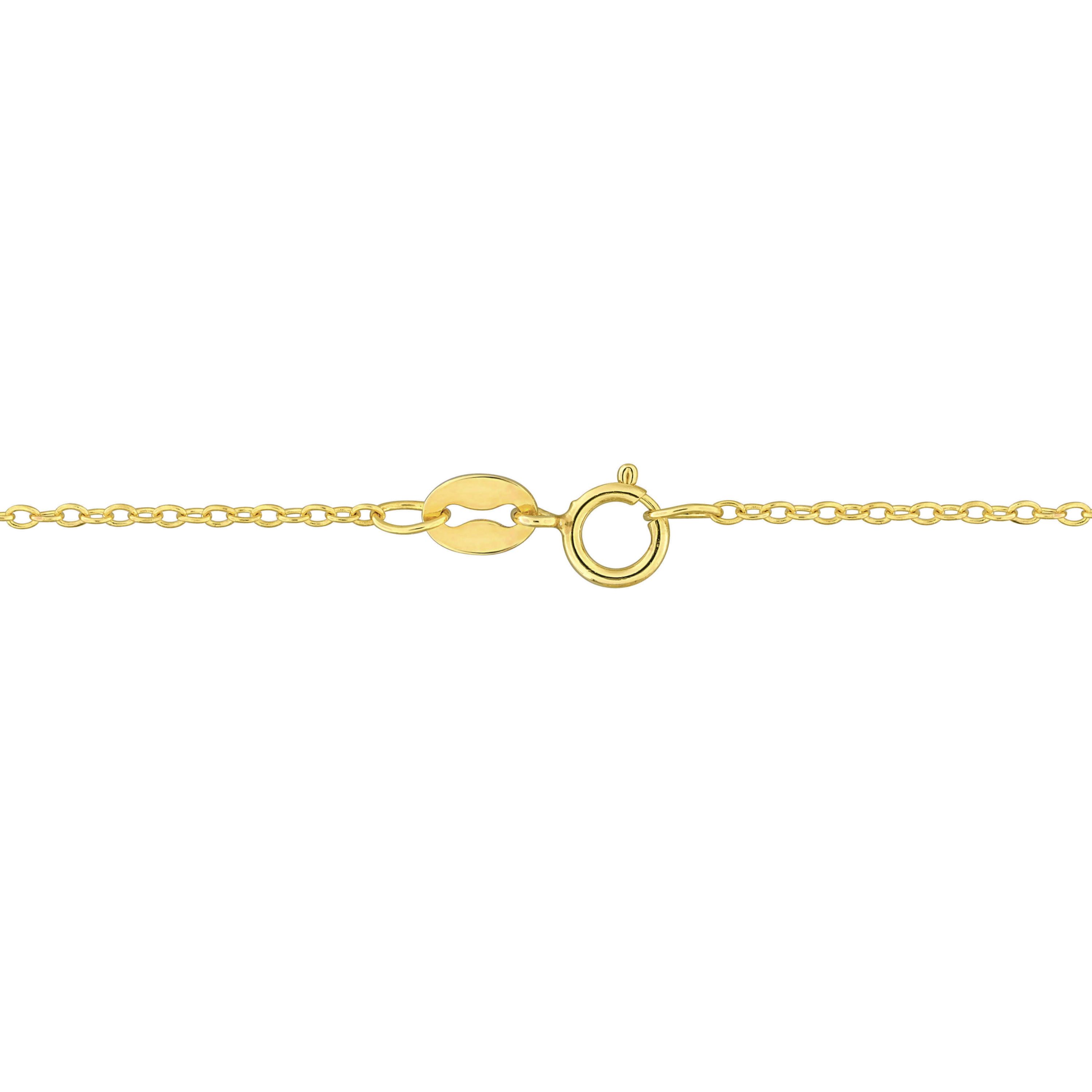 Light Green Chalcedony Necklace with Chain in Yellow Plated Sterling Silver