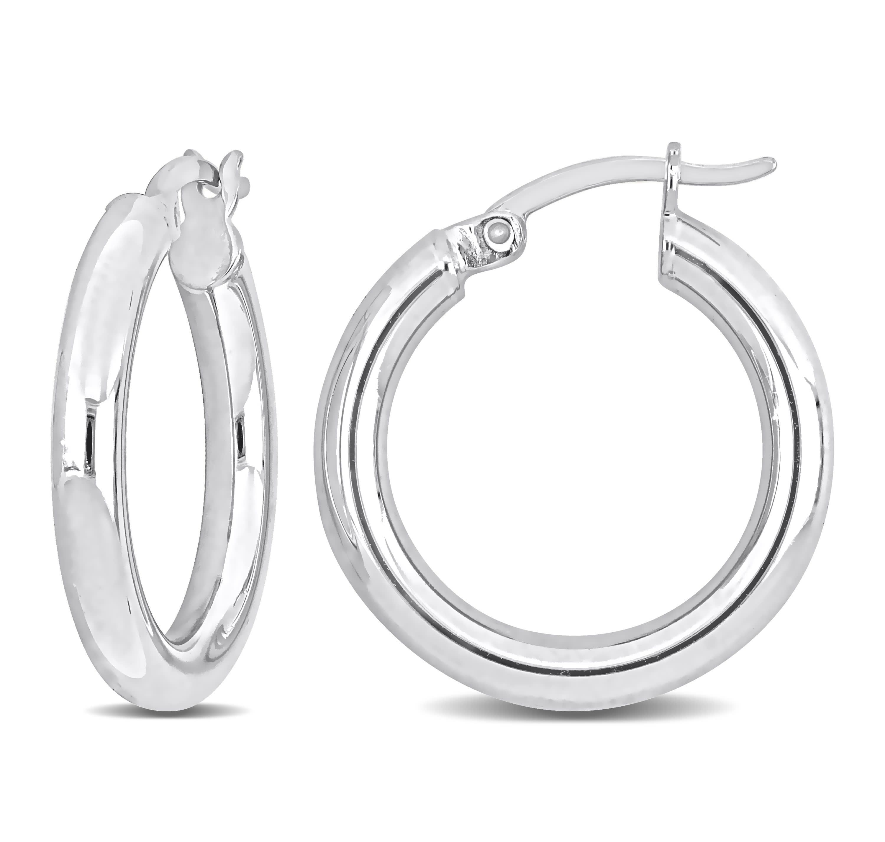 20mm Round Hoop Earrings in Sterling Silver