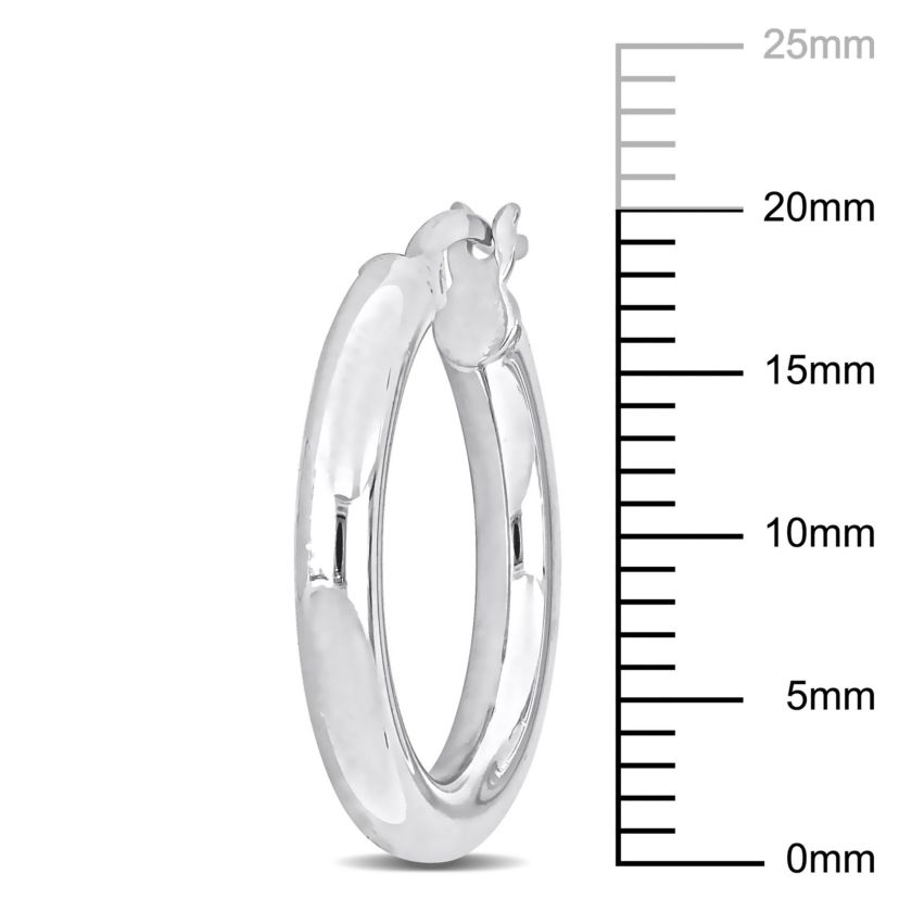 20mm Round Hoop Earrings in Sterling Silver