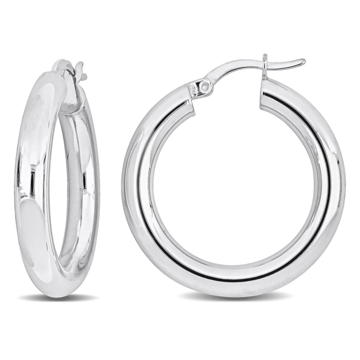 28mm Round Hoop Earrings in Sterling Silver