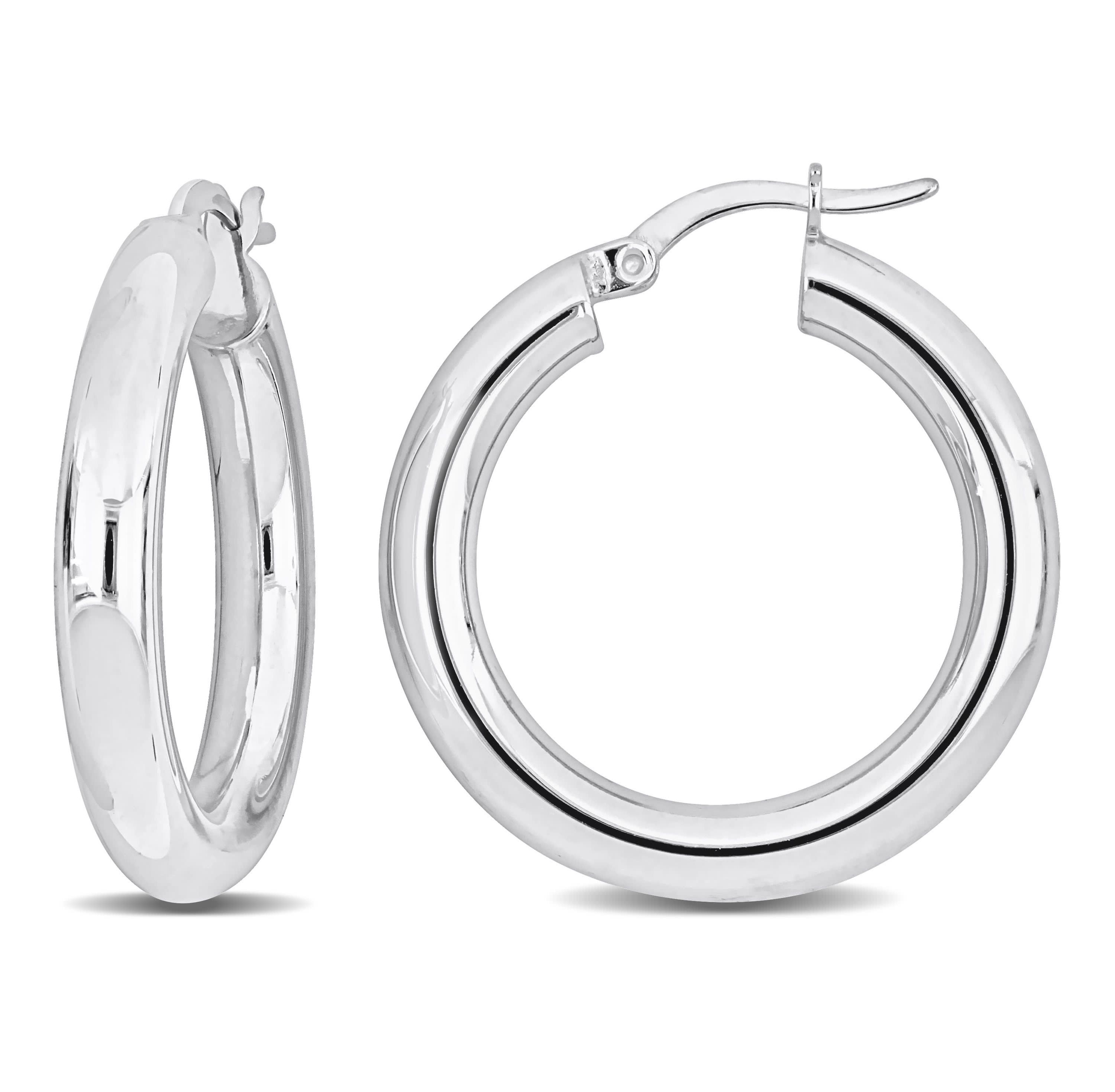 28mm Round Hoop Earrings in Sterling Silver