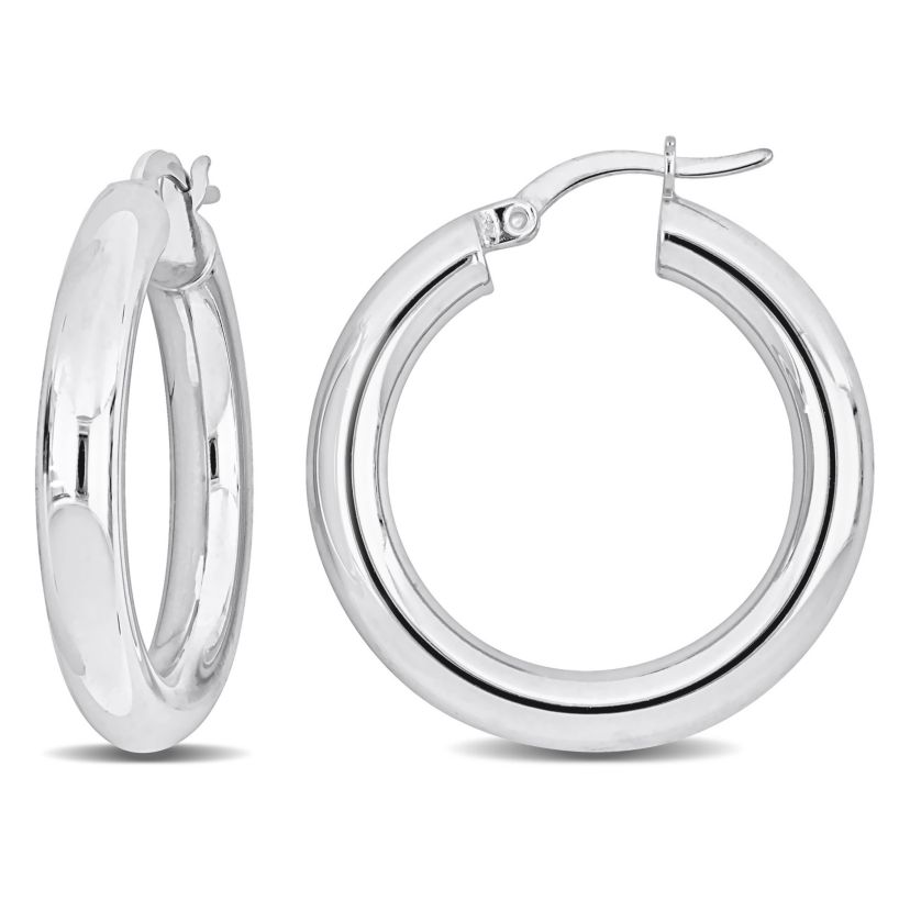 28mm Round Hoop Earrings in Sterling Silver