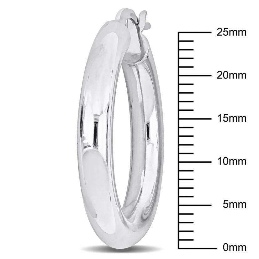 28mm Round Hoop Earrings in Sterling Silver