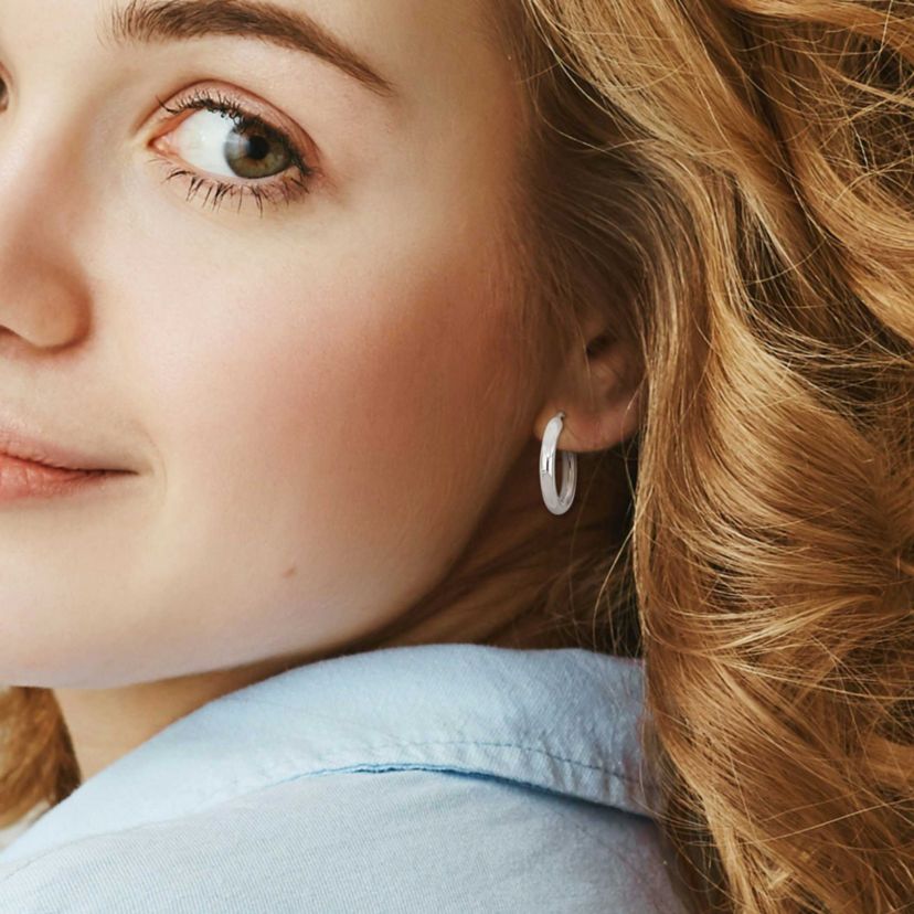 28mm Round Hoop Earrings in Sterling Silver
