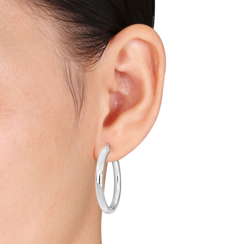 37mm Round Hoop Earrings in Sterling Silver