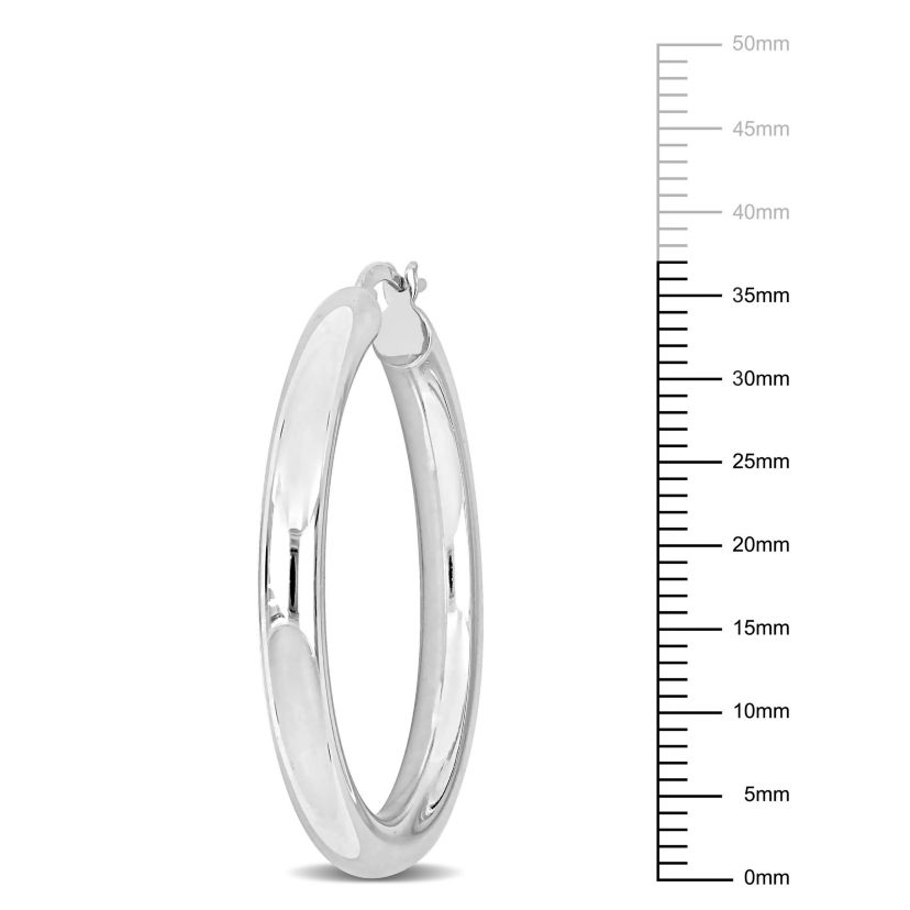 37mm Round Hoop Earrings in Sterling Silver