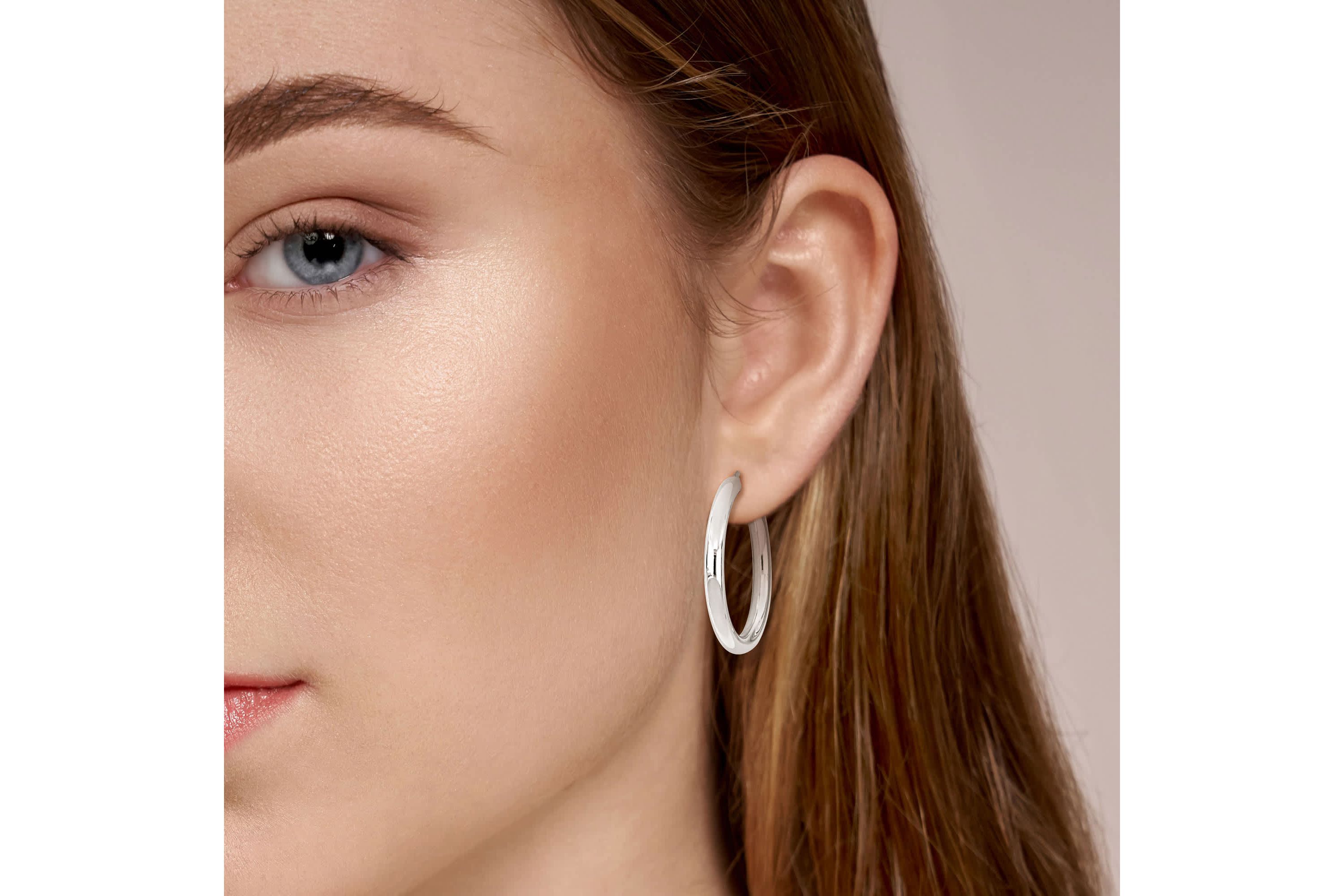 37mm Round Hoop Earrings in Sterling Silver