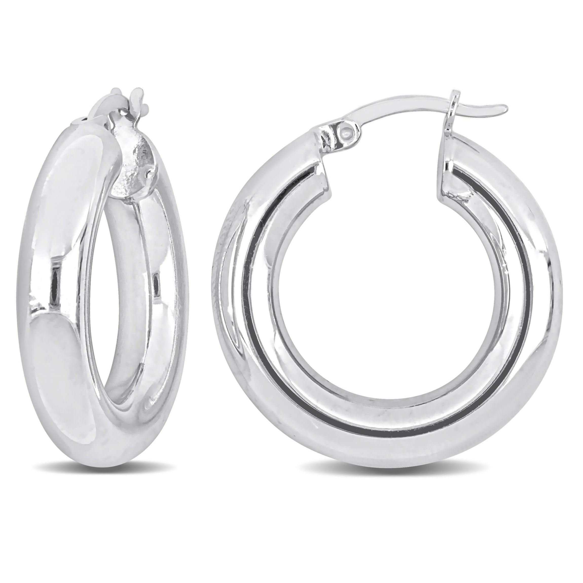25mm Round Hoop Earrings in Sterling Silver