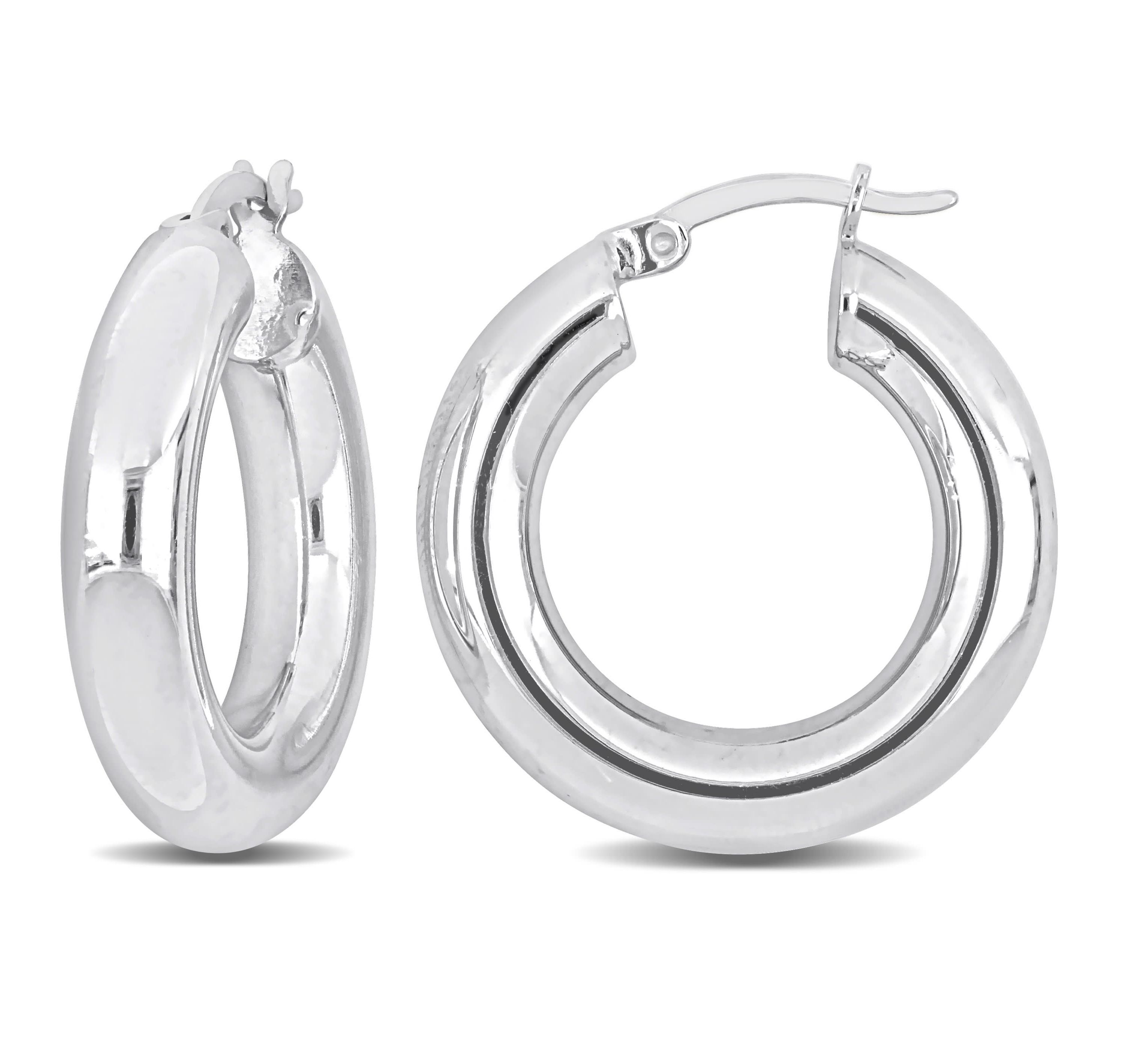 25mm Round Hoop Earrings in Sterling Silver