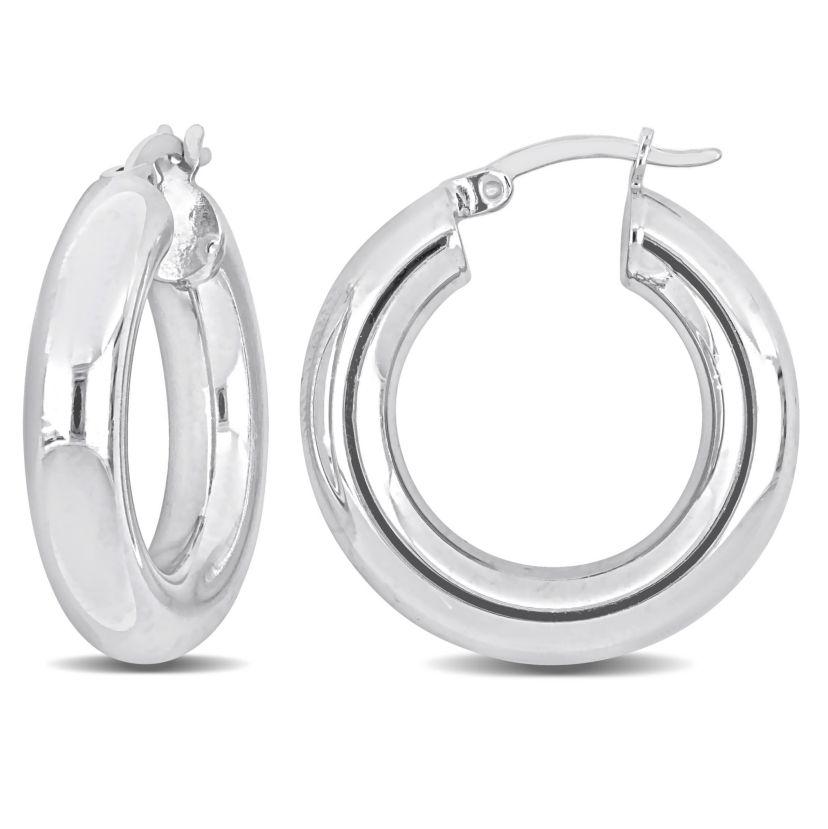 25mm Round Hoop Earrings in Sterling Silver