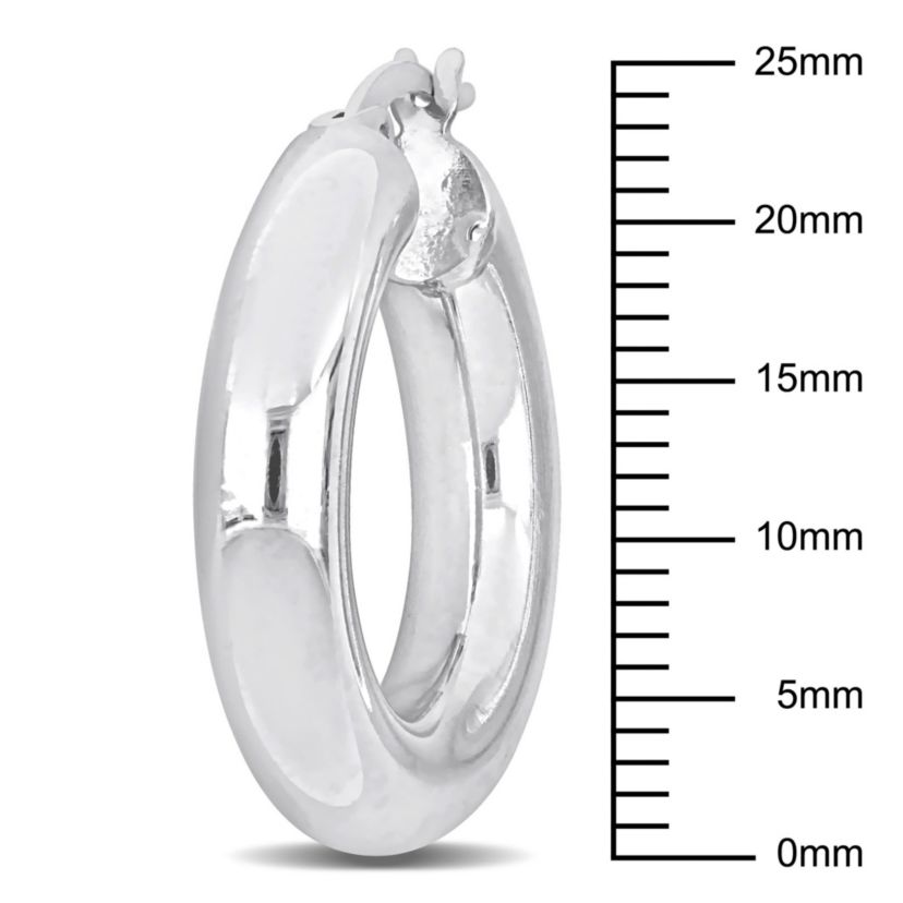 25mm Round Hoop Earrings in Sterling Silver