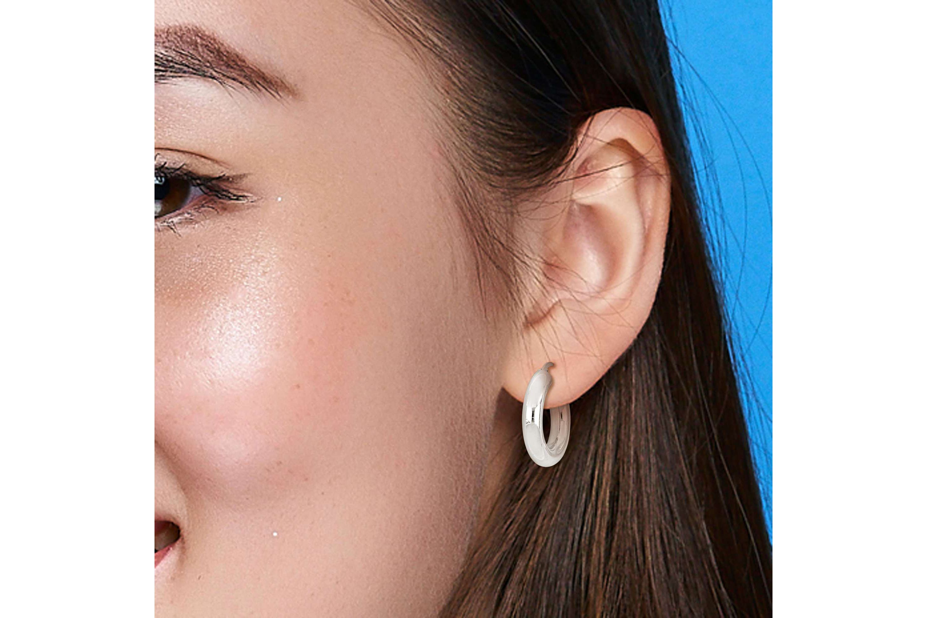25mm Round Hoop Earrings in Sterling Silver