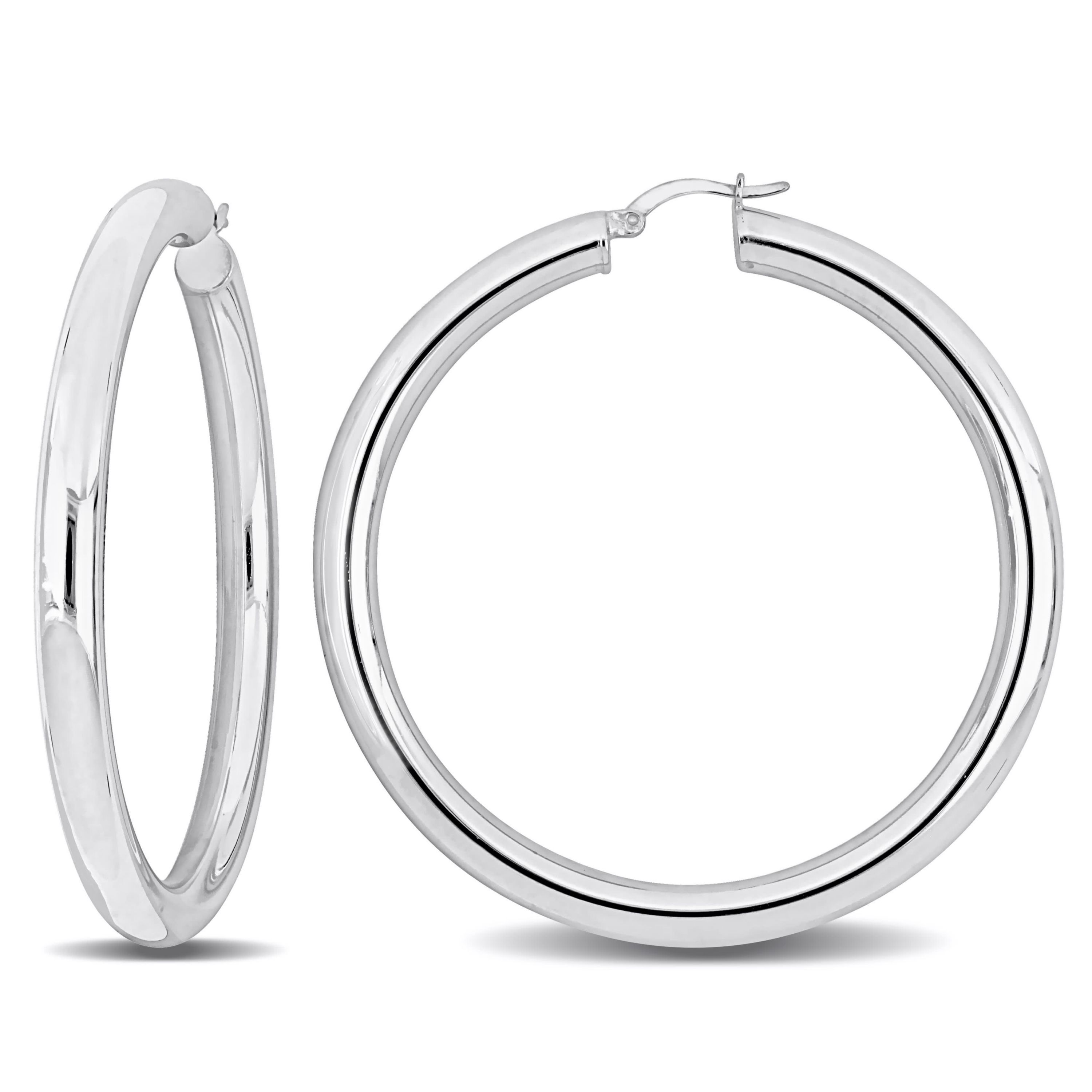 60mm Round Hoop Earrings in Sterling Silver