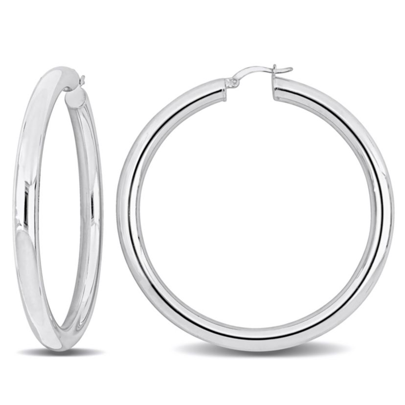 60mm Round Hoop Earrings in Sterling Silver