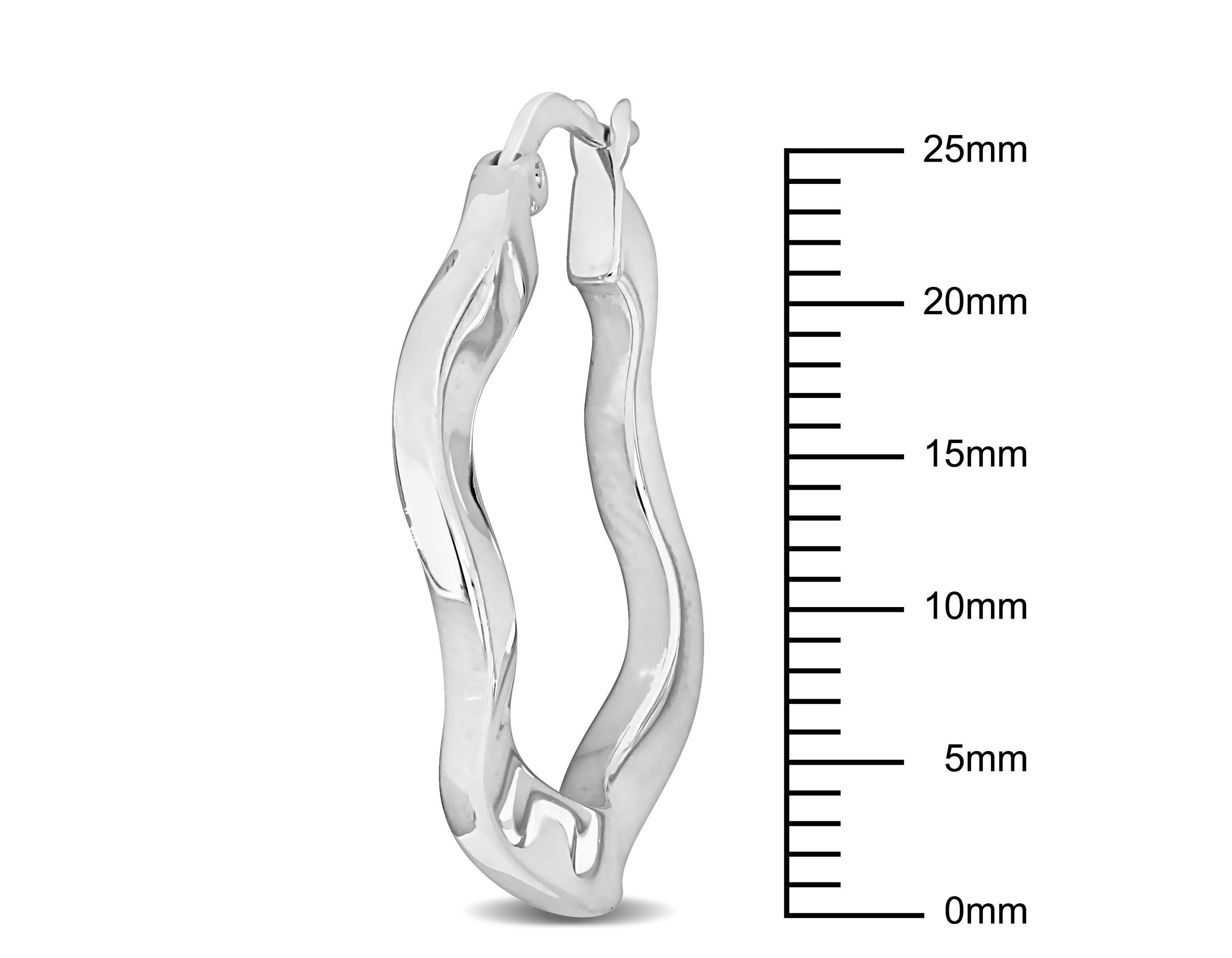 27mm Round Wave Hoop Earrings in Sterling Silver