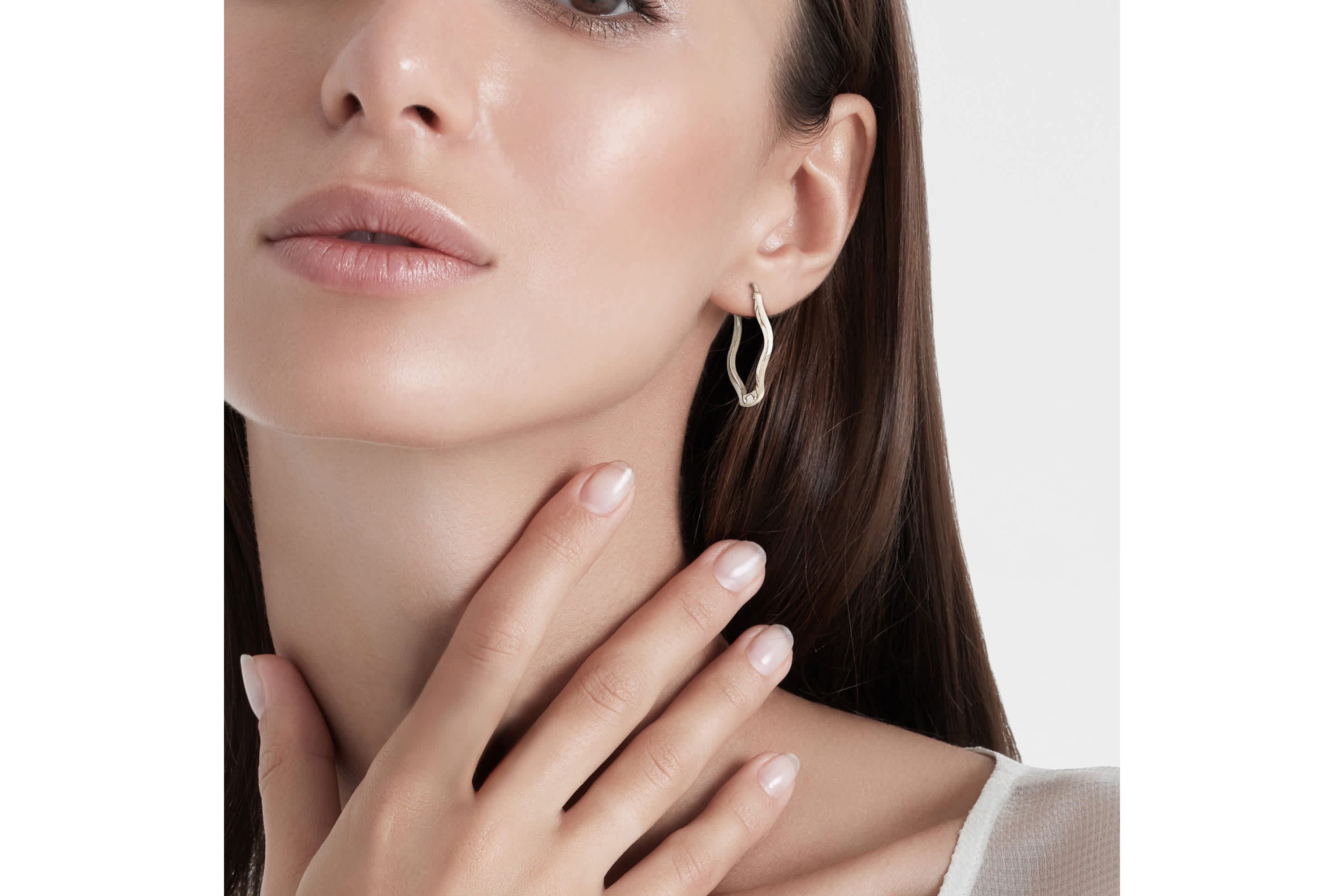 38mm Round Wave Hoop Earrings in Sterling Silver