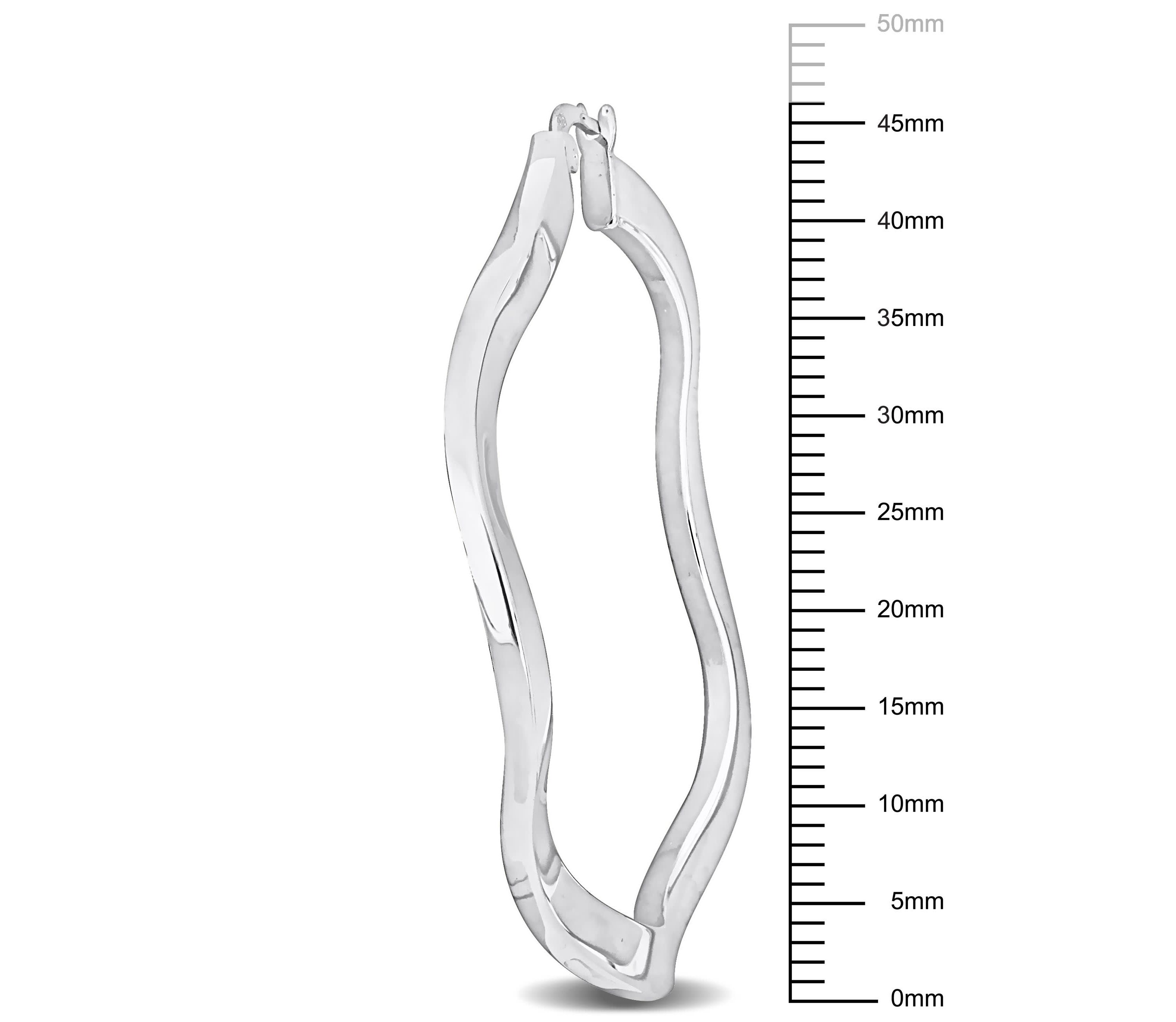 46mm Round Wave Hoop Earrings in Sterling Silver