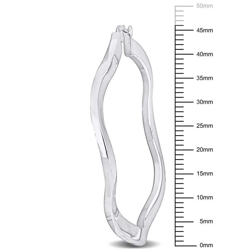 46mm Round Wave Hoop Earrings in Sterling Silver
