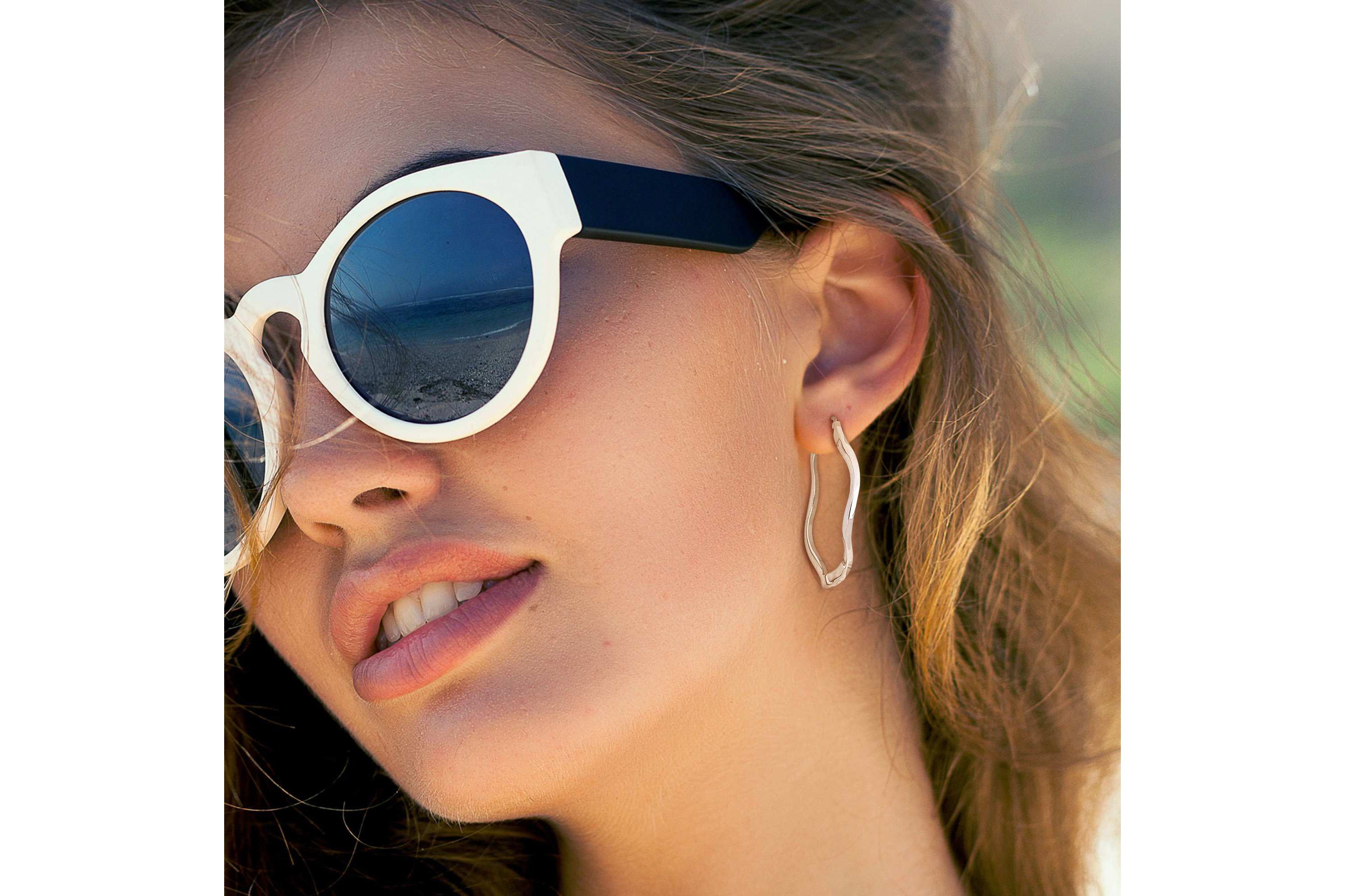 46mm Round Wave Hoop Earrings in Sterling Silver