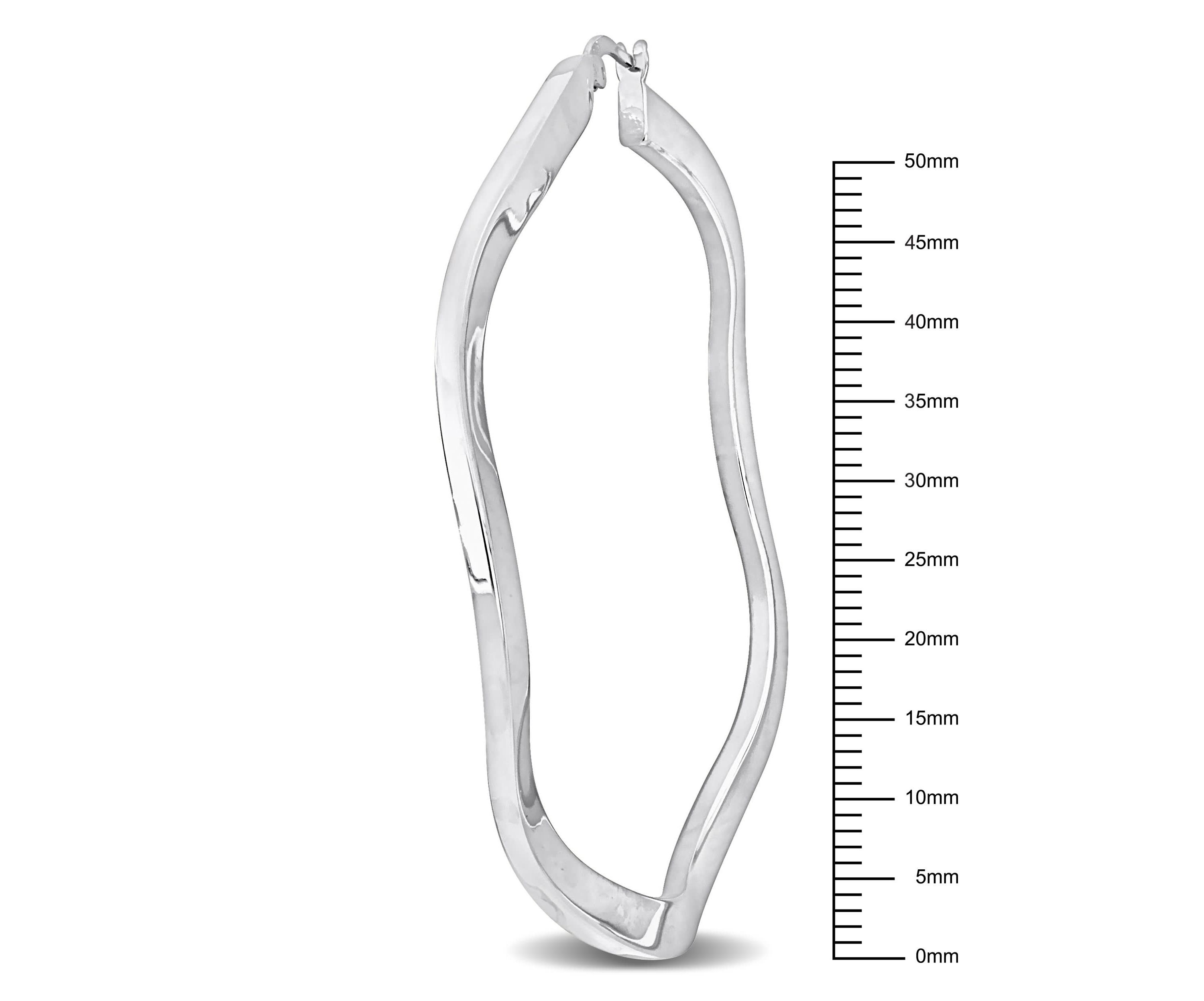 58mm Round Wave Hoop Earrings in Sterling Silver