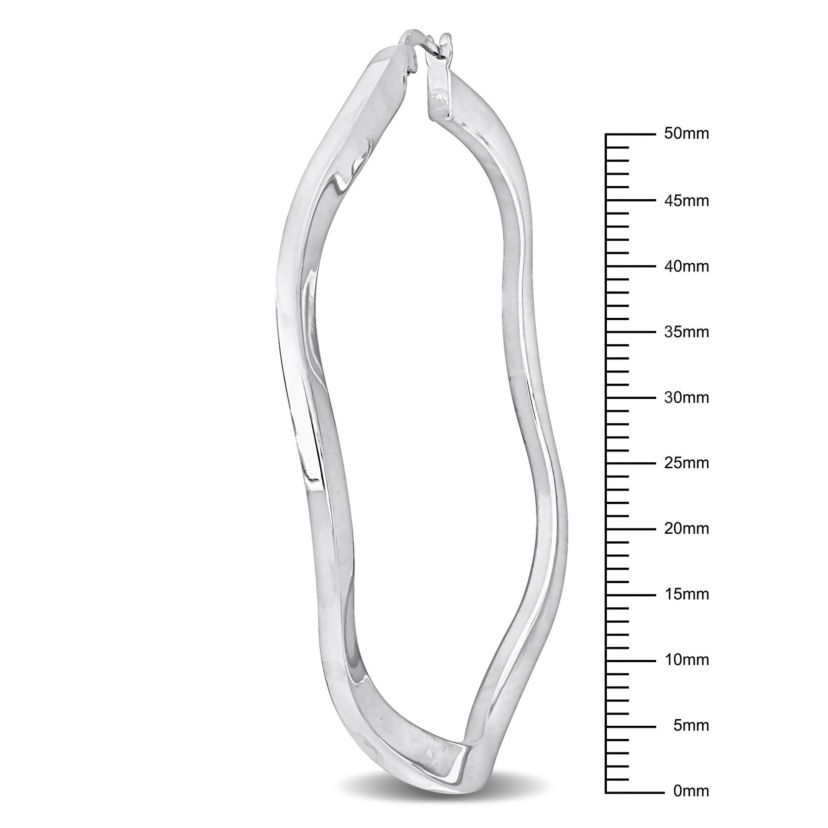58mm Round Wave Hoop Earrings in Sterling Silver