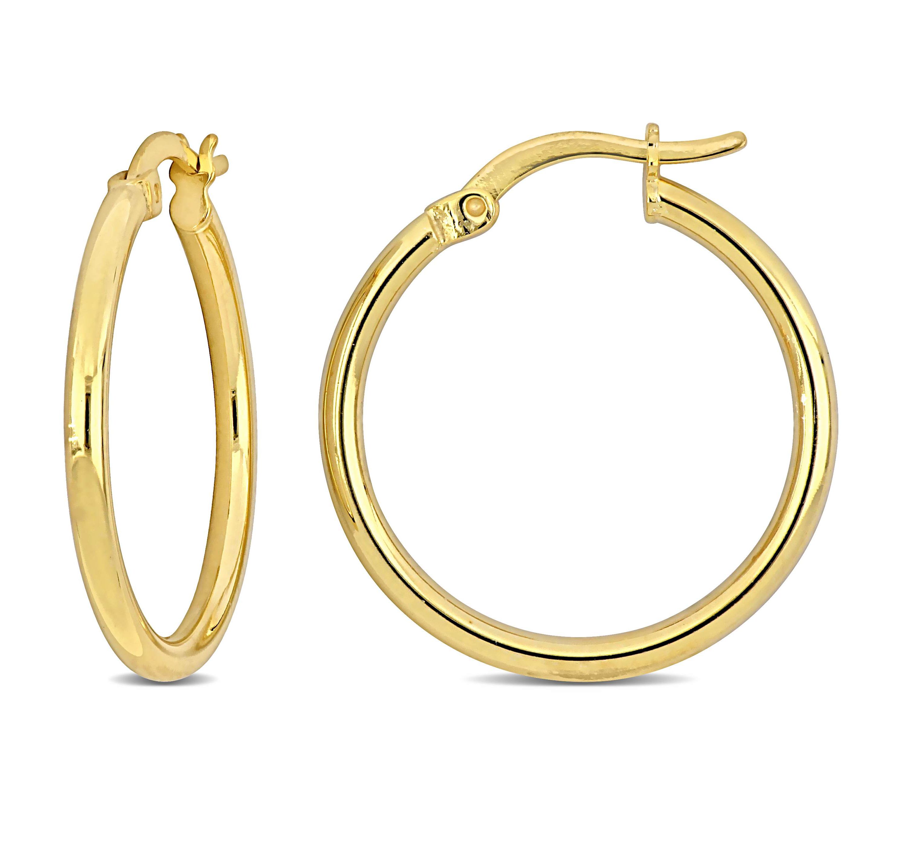 23mm Round Hoop Earrings in Yellow Plated Sterling Silver