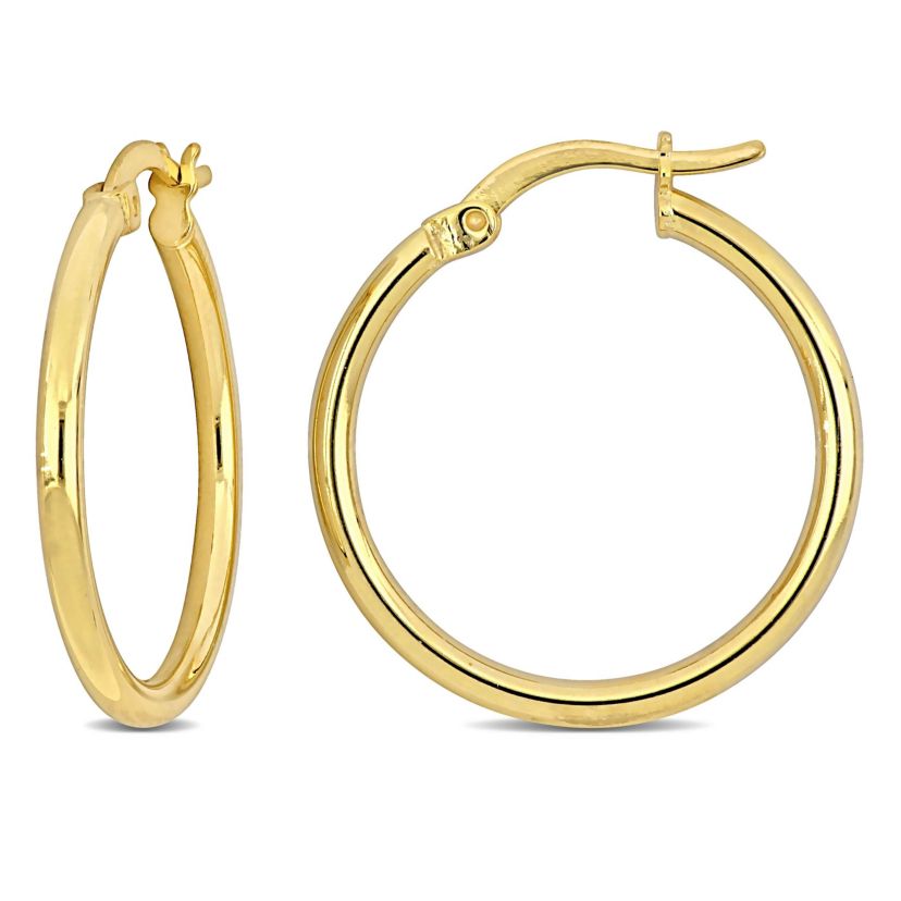 23mm Round Hoop Earrings in Yellow Plated Sterling Silver