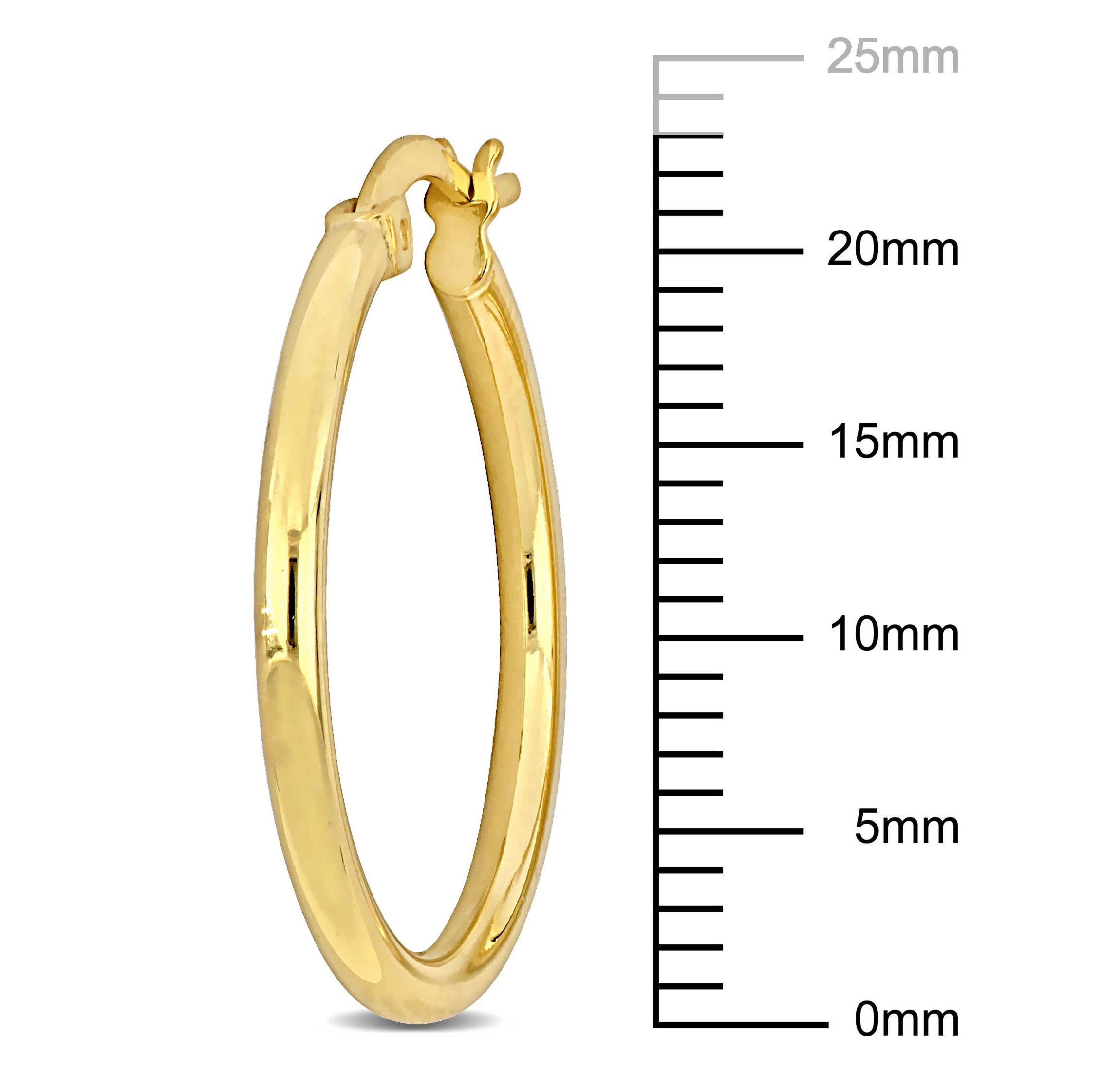 23mm Round Hoop Earrings in Yellow Plated Sterling Silver