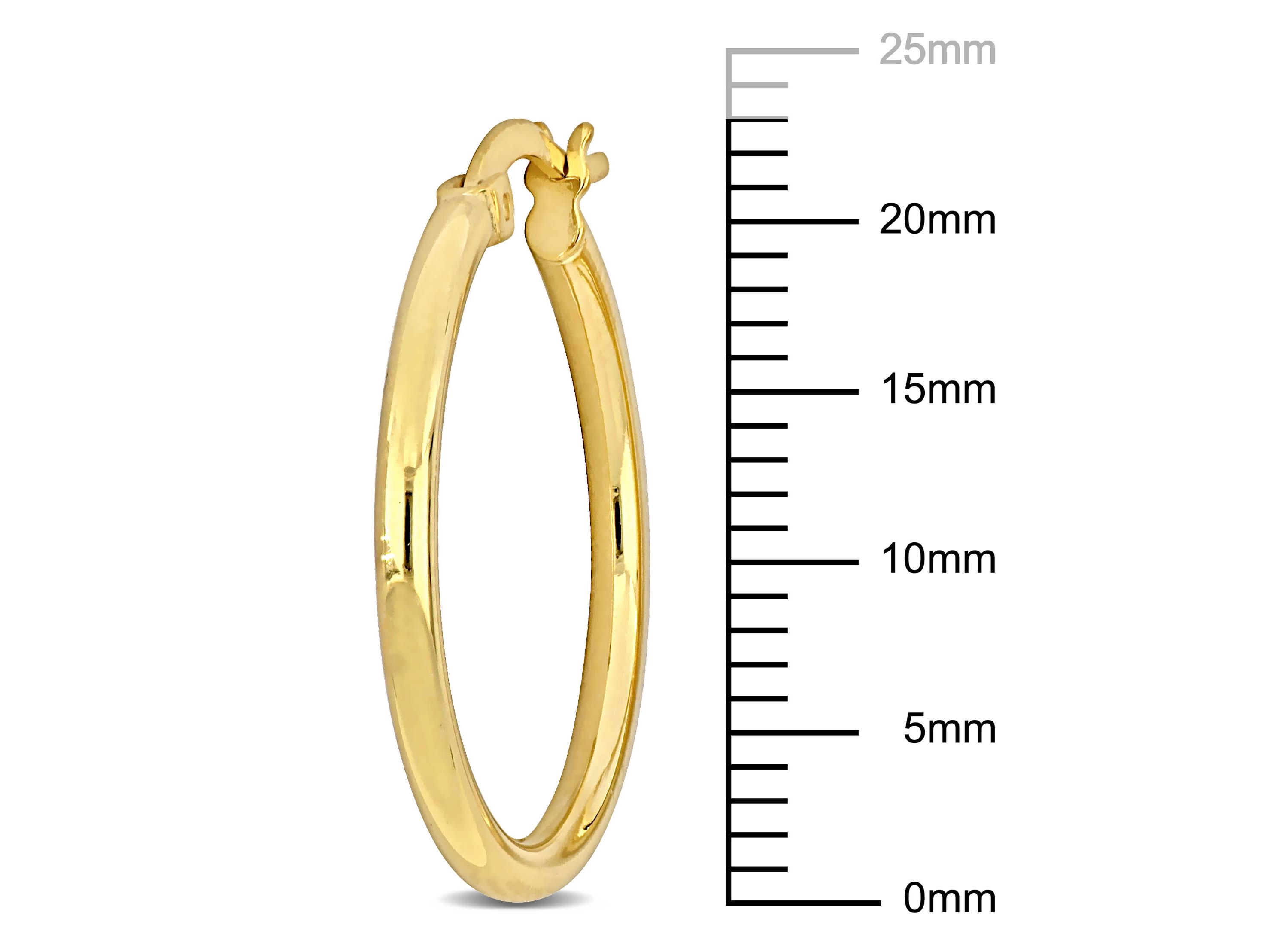 23mm Round Hoop Earrings in Yellow Plated Sterling Silver