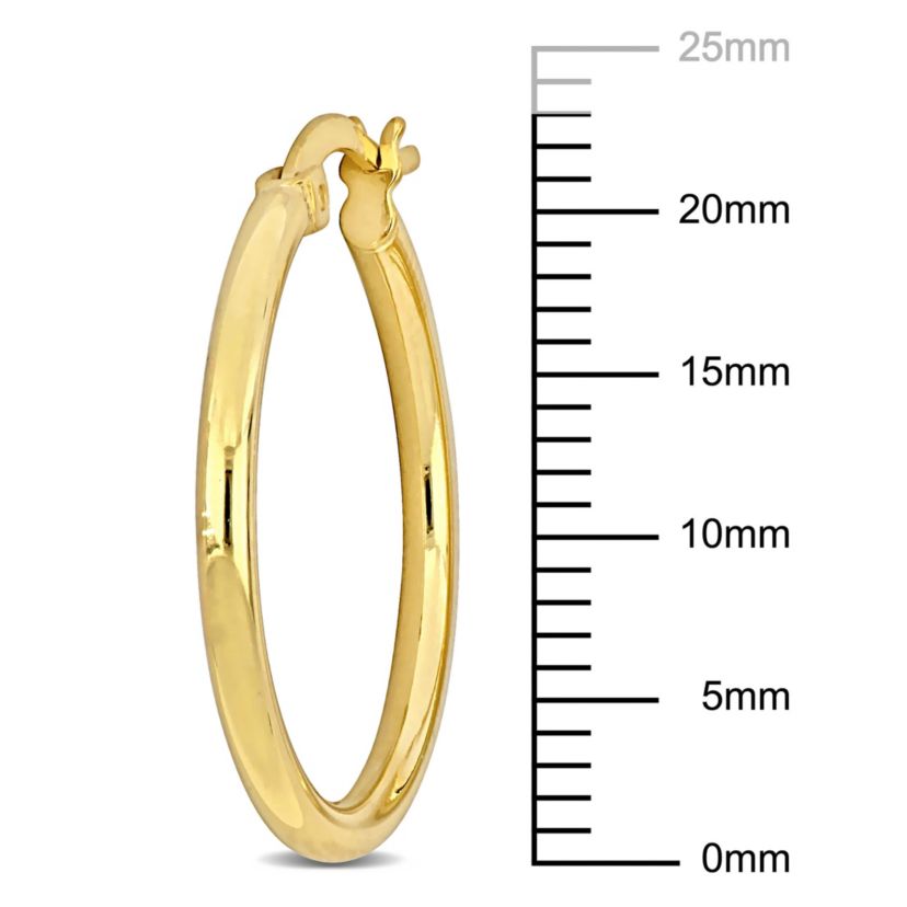 23mm Round Hoop Earrings in Yellow Plated Sterling Silver