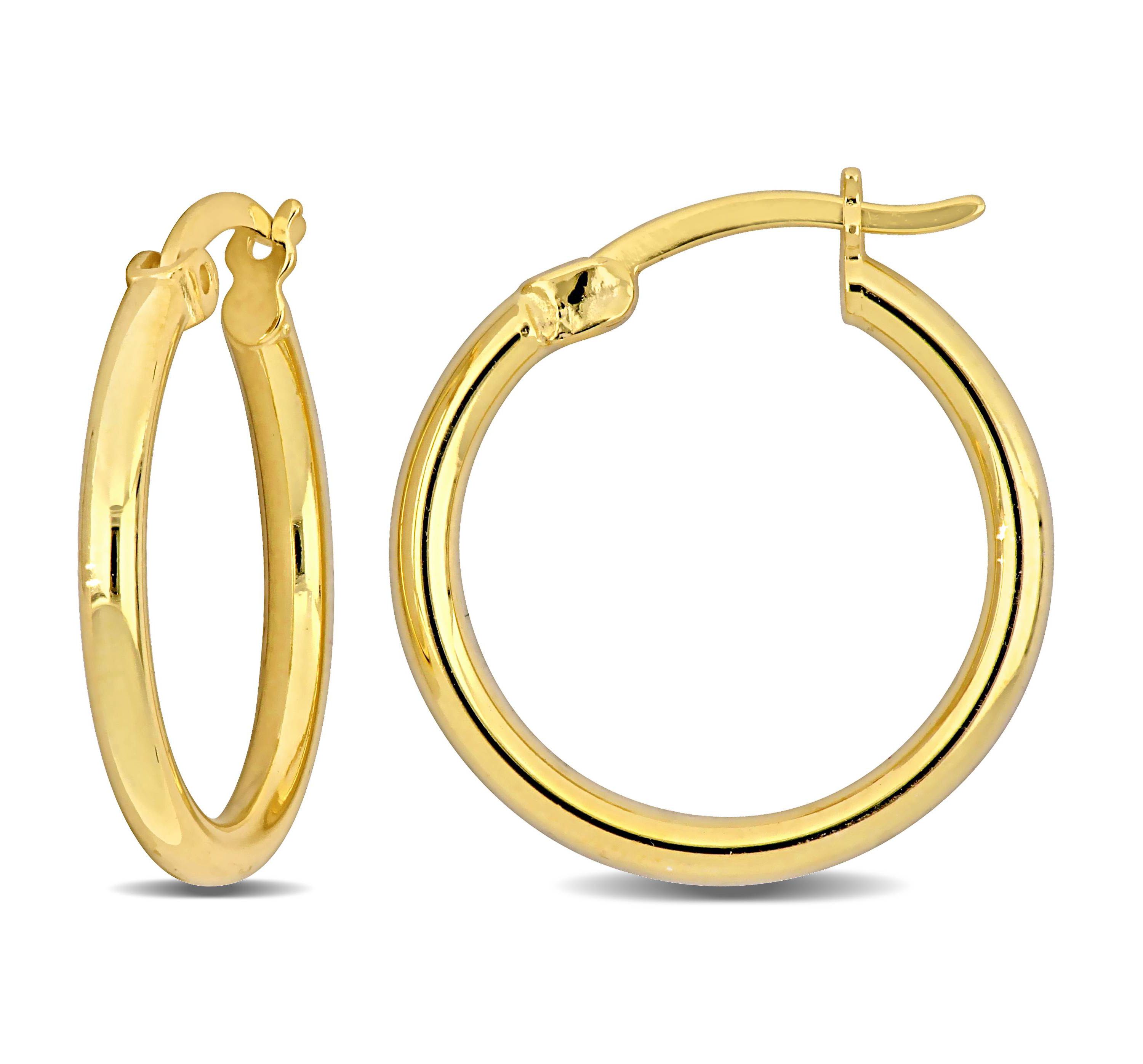 20mm Round Hoop Earrings in Yellow Plated Sterling Silver