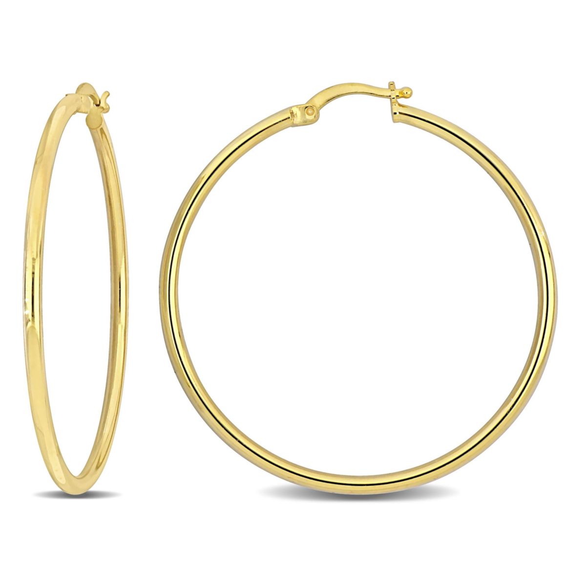 43mm Round Hoop Earrings in Yellow Plated Sterling Silver