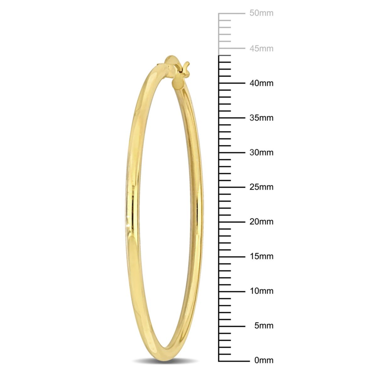 43mm Round Hoop Earrings in Yellow Plated Sterling Silver