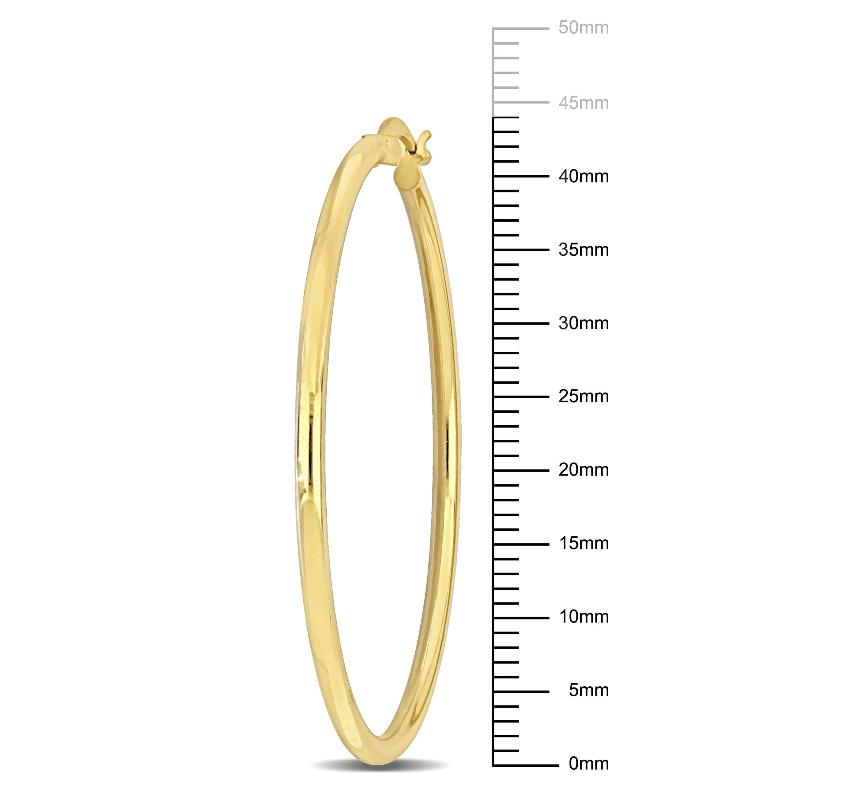 43mm Round Hoop Earrings in Yellow Plated Sterling Silver