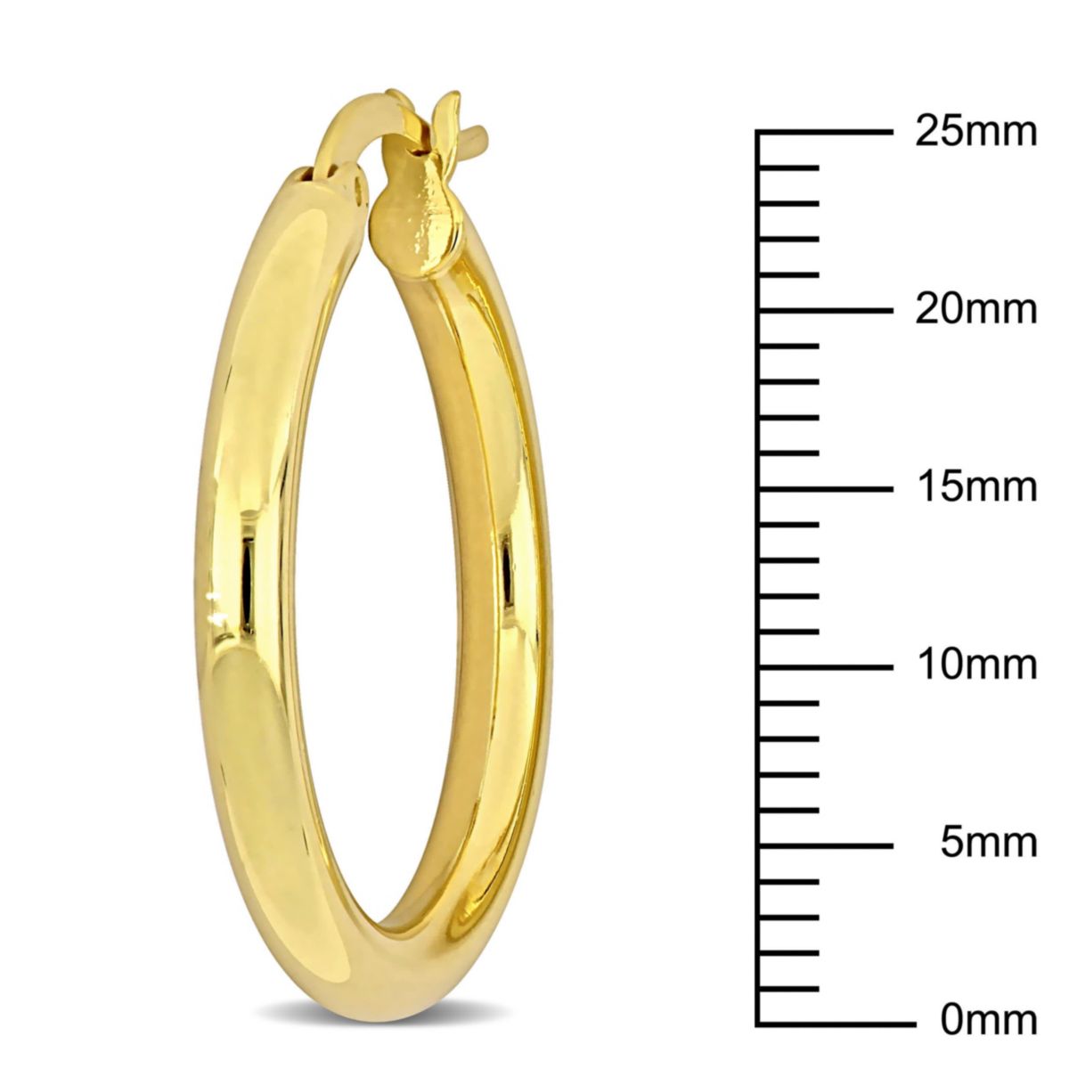 26mm Round Hoop Earrings in Yellow Plated Sterling Silver