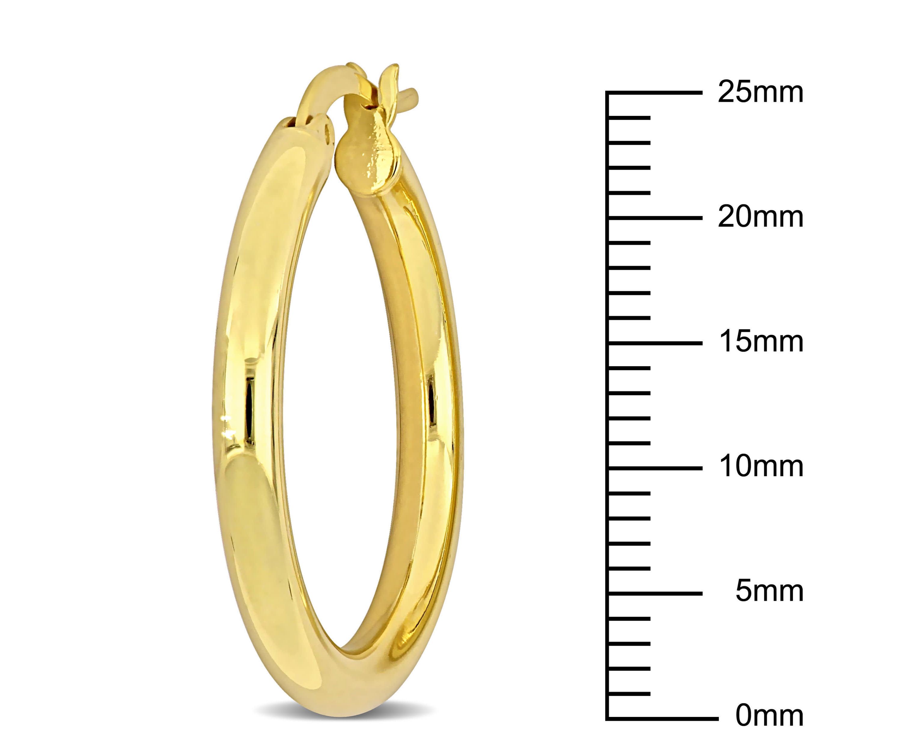 26mm Round Hoop Earrings in Yellow Plated Sterling Silver