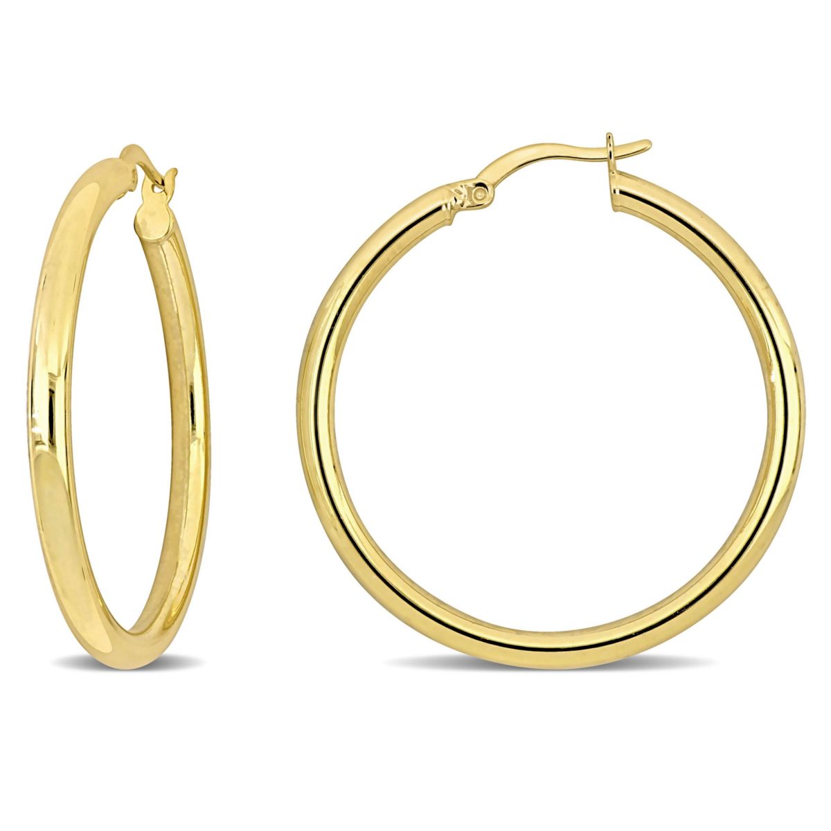 36mm Round Hoop Earrings in Yellow Plated Sterling Silver