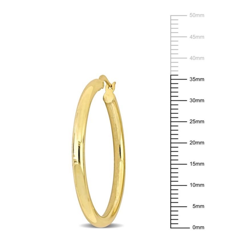 36mm Round Hoop Earrings in Yellow Plated Sterling Silver