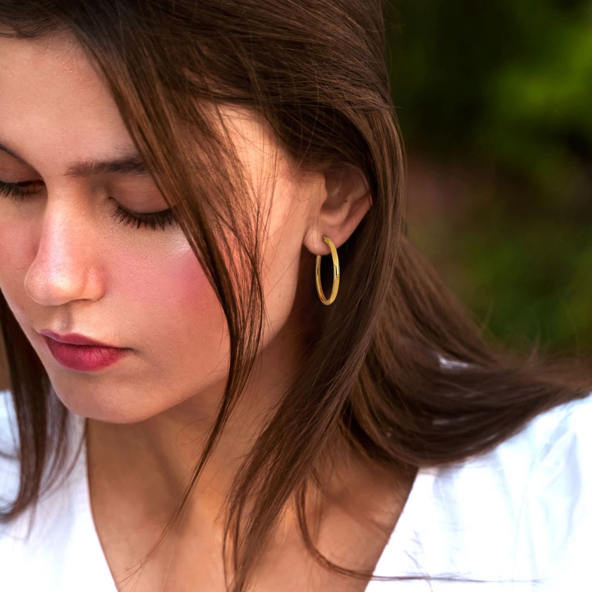 36mm Round Hoop Earrings in Yellow Plated Sterling Silver