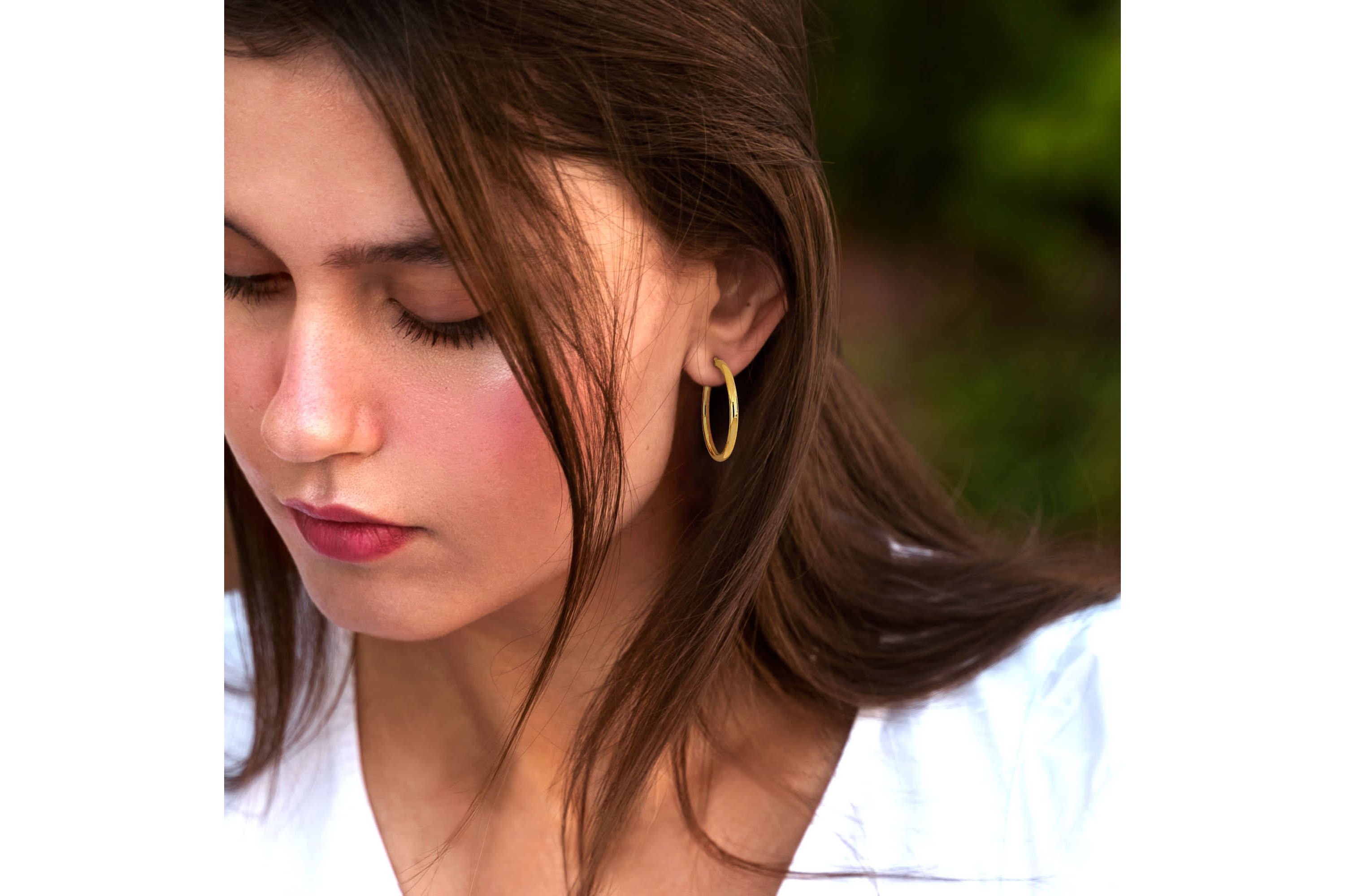 36mm Round Hoop Earrings in Yellow Plated Sterling Silver